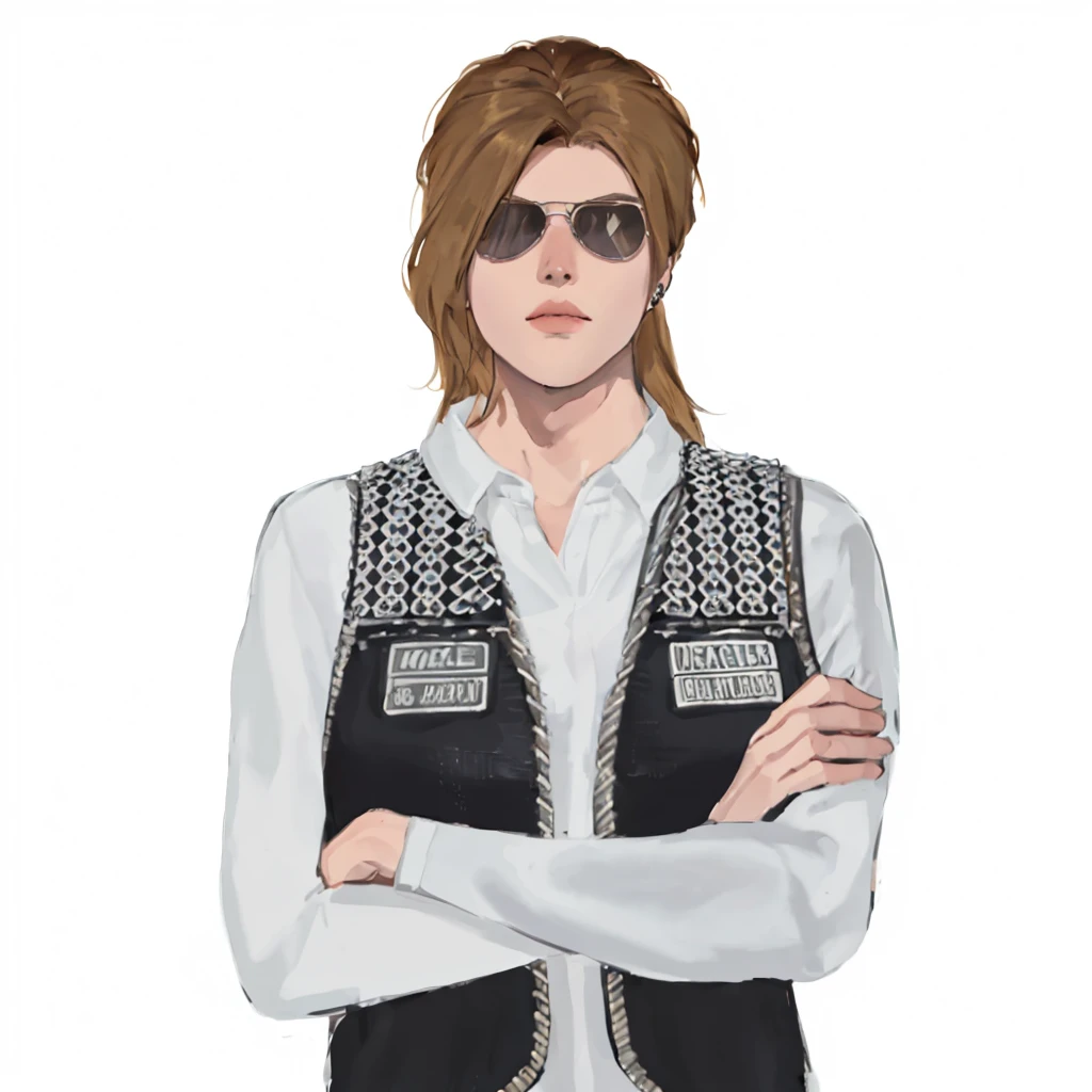 (masterpiece:1.2, best quality), (girl, solo, sexy body:1.2),flat face,Hair: buzz cut,Clothing: oversized, distressed denim jacket with patches and pins, paired with black skinny jeans and combat boots, Hanging out in an underground music venue or street art exhibit