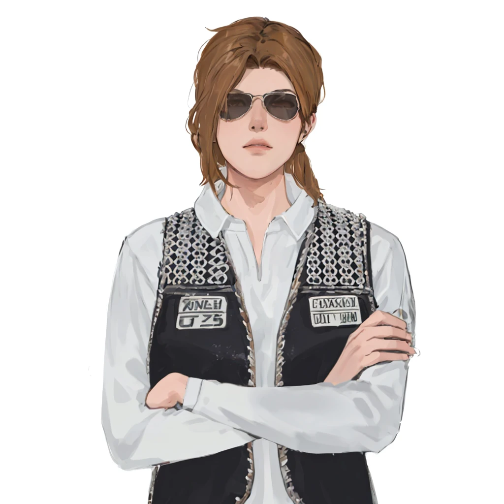 (masterpiece:1.2, best quality), (girl, solo, sexy body:1.2),flat face,Hair: buzz cut,Clothing: oversized, distressed denim jacket with patches and pins, paired with black skinny jeans and combat boots, Hanging out in an underground music venue or street art exhibit