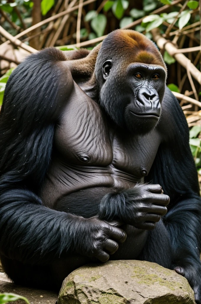 Gorilla sosteniendo una llanta 