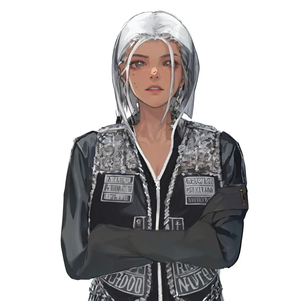 (masterpiece:1.2, best quality), (girl, solo, sexy body:1.2),flat face,Hair: buzz cut,Clothing: oversized, distressed denim jacket with patches and pins, paired with black skinny jeans and combat boots, Hanging out in an underground music venue or street art exhibit