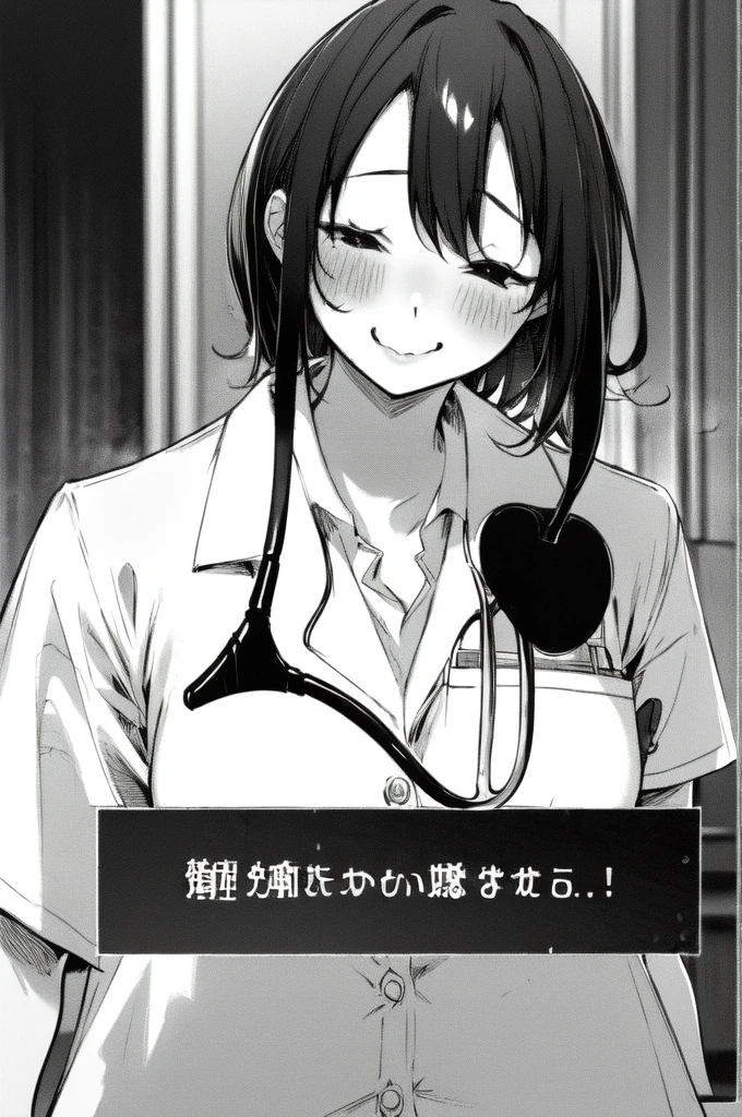 , (masterpiece:1.2), highest quality,Pixiv,cocoa,
One girl, alone, Stethoscope, White, Look to the side, shirt, ..., strap, doctor, collared shirt, Upper Body, ID card, ellipsis, Mouth closed, bangs, Medium Hair