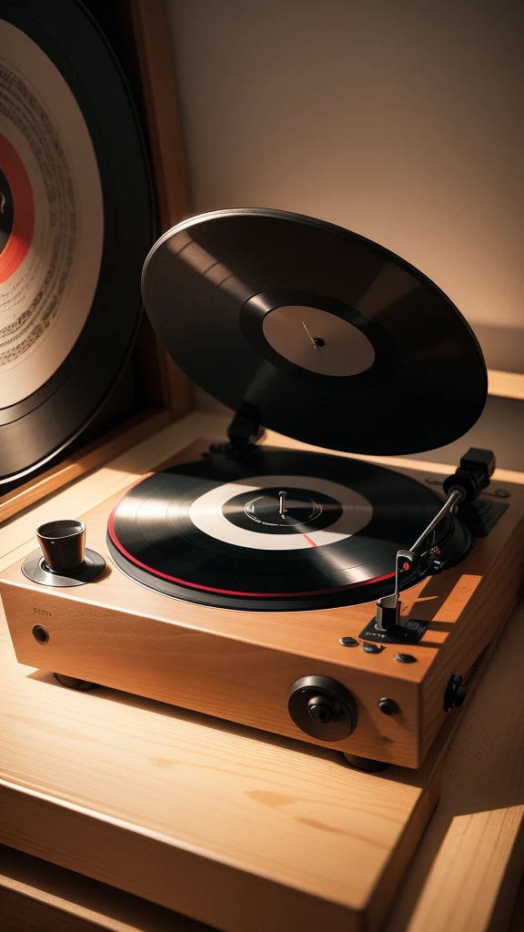 Music is playing, Vinyl record player, night, The feeling of atmosphere, Dim Lights
