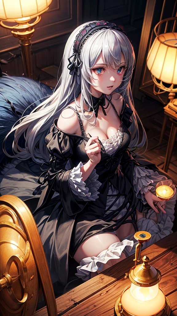 Moonlit Night、(((Soaring from the sky)))、Mercury lamp、Black feathers flutter down、ローゼンメイデンMercury lamp、masterpiece:1.2), highest quality, High resolution, ユニティ8kwallpaper, (figure:0.8), (Detailed and beautiful eyes:1.6), Highly detailed face, Perfect lighting, Extremely detailed CG, (Perfect hands, Perfect Anatomy), P, Anime Girls, best anime 4k, wallpaper, Detailed digital anime art, Detailed anime artワーク, アニメアートwallpaper 4k, アニメアートwallpaper 4k, Detailed anime art, アニメwallpaper 4k, アニメwallpaper 4k, アニメアートwallpaper 8K, 4k アニメwallpaper, 8k high quality detailed art、
