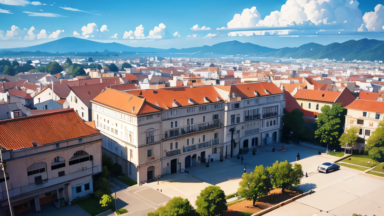 edificios y locales vistos desde UNA VENTANA