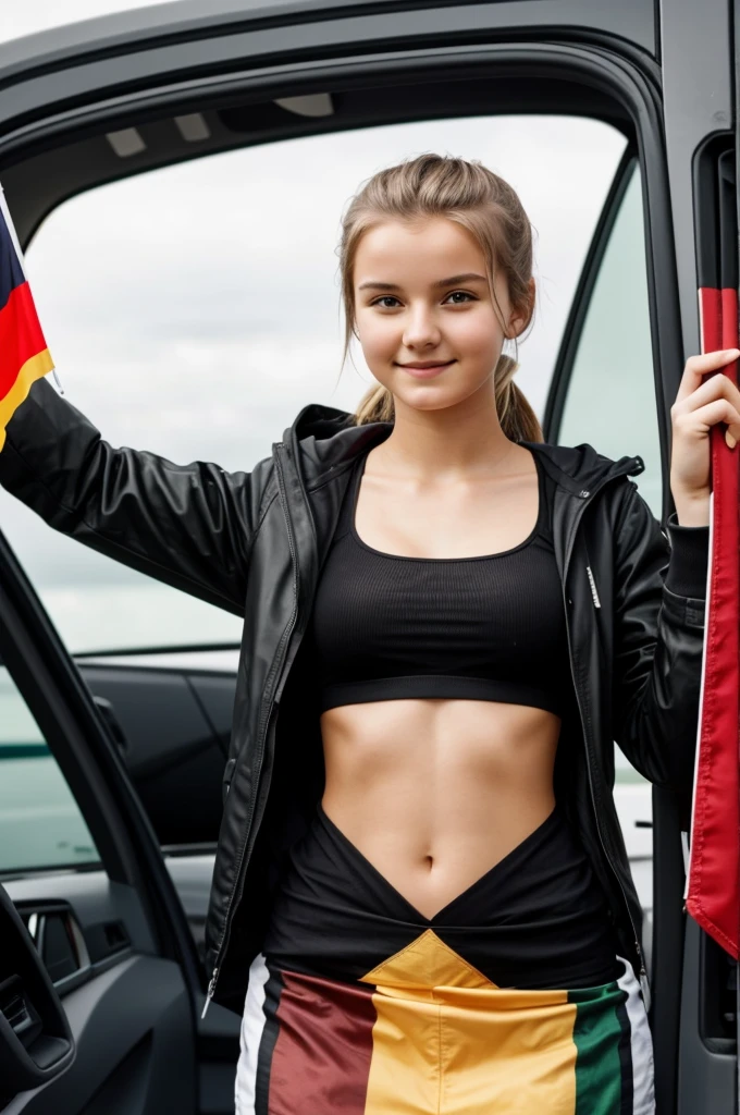18 year old shows that she is German by proudly holding the German flag