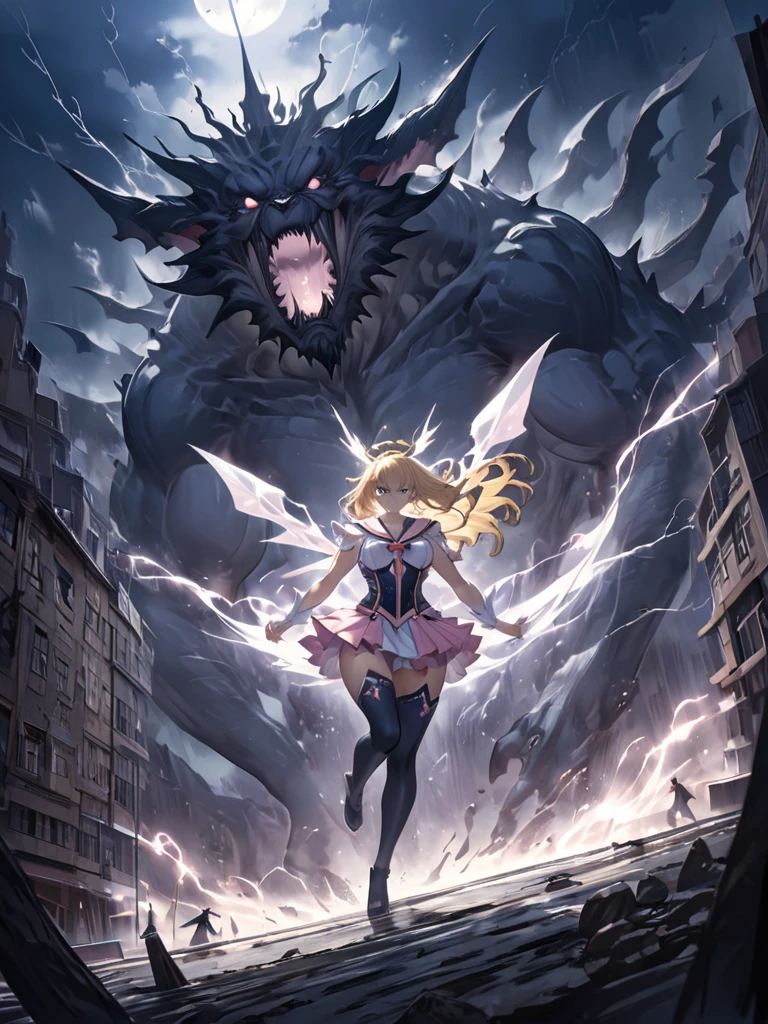 detailed illustration (side view),dynamic angle, ultra-detailed, illustration, clean line art, shading, anime, detailed eyes, detailed face, beautiful face, dramatic lighting, detailed illustration, dynamic angle, ultra-detailed, illustration, sensual face, gorgeous face, tired look on face, annoyed look on face, batting monsters, wining against monsters,

Magic Girl, woman in her late 30’s, milf, milf in a magic girl costume, pastel pink dress, thick, blue eyes, blonde hair, pear shaped body, big ass, perky but somewhat sagging breasts, magical sailor girl costume, clothes too small, magical effects, magical sparkling, wide hips, leotard, short skirt, thigh high socks, arm stockings, thunder thighs, bottom heavy body, covered in slime, fighting scary monster. Fighting with magic, fighting poses.