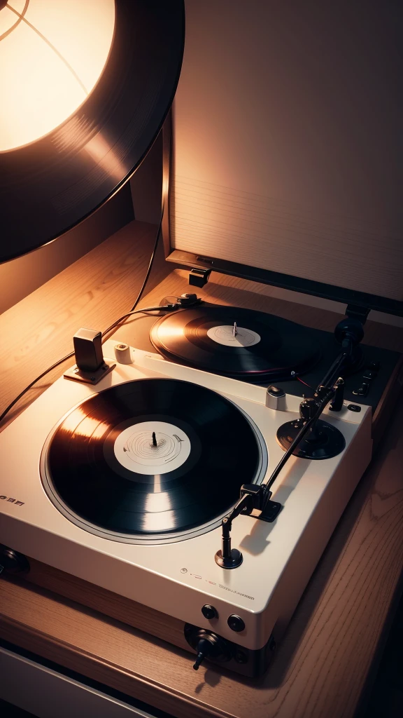 Music is playing, Vinyl record player, night, The feeling of atmosphere, Dim Lights