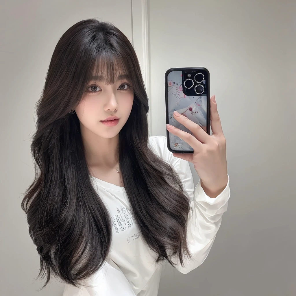 Long curly black brown hair,Natural and beautiful hair,The background is simple and clean