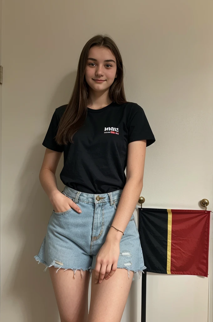 18 year old proudly shows the German flag, the girl is 150cm tall 