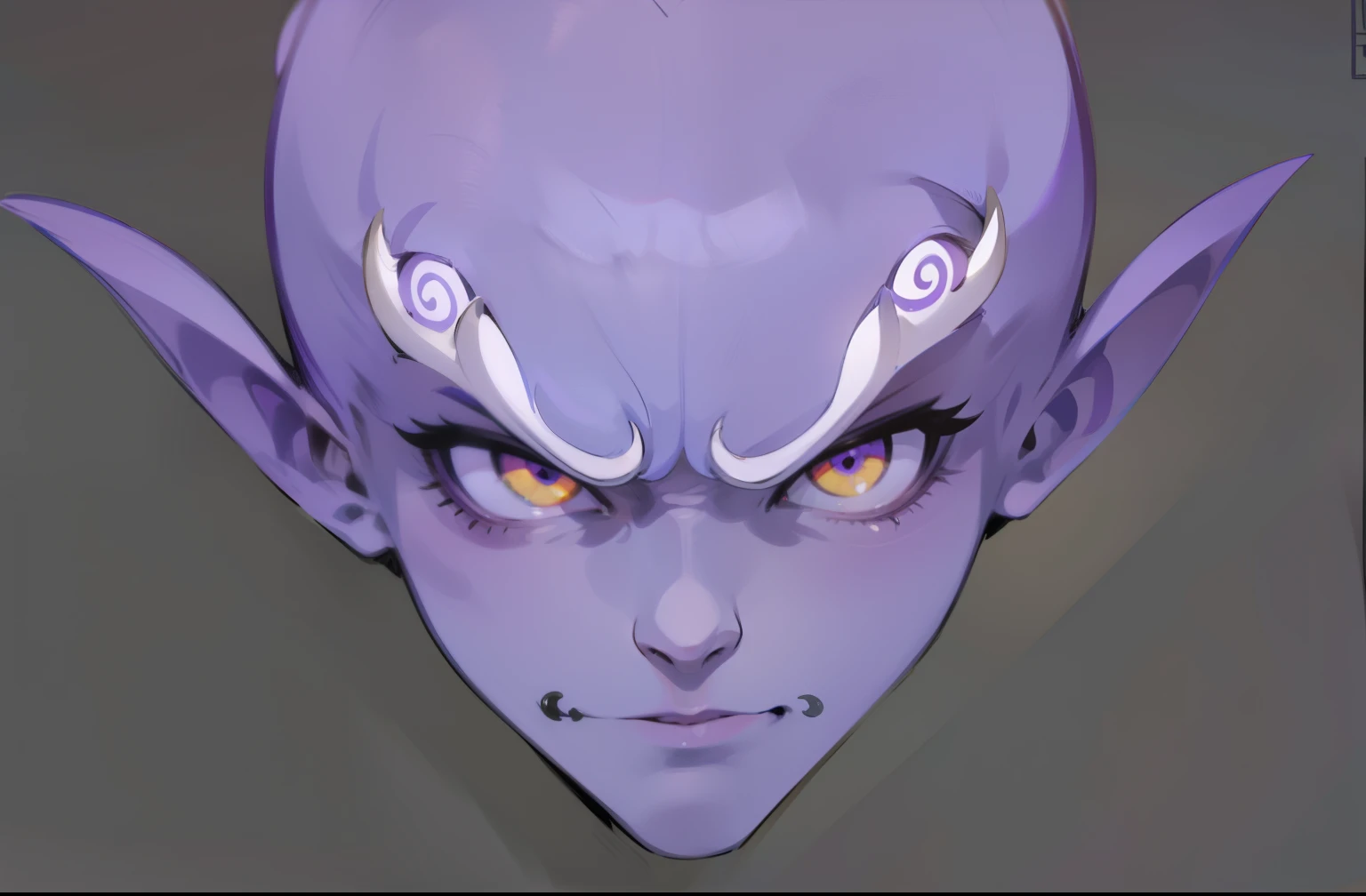 Monster male head with fierce features and purple Chiyou HD details