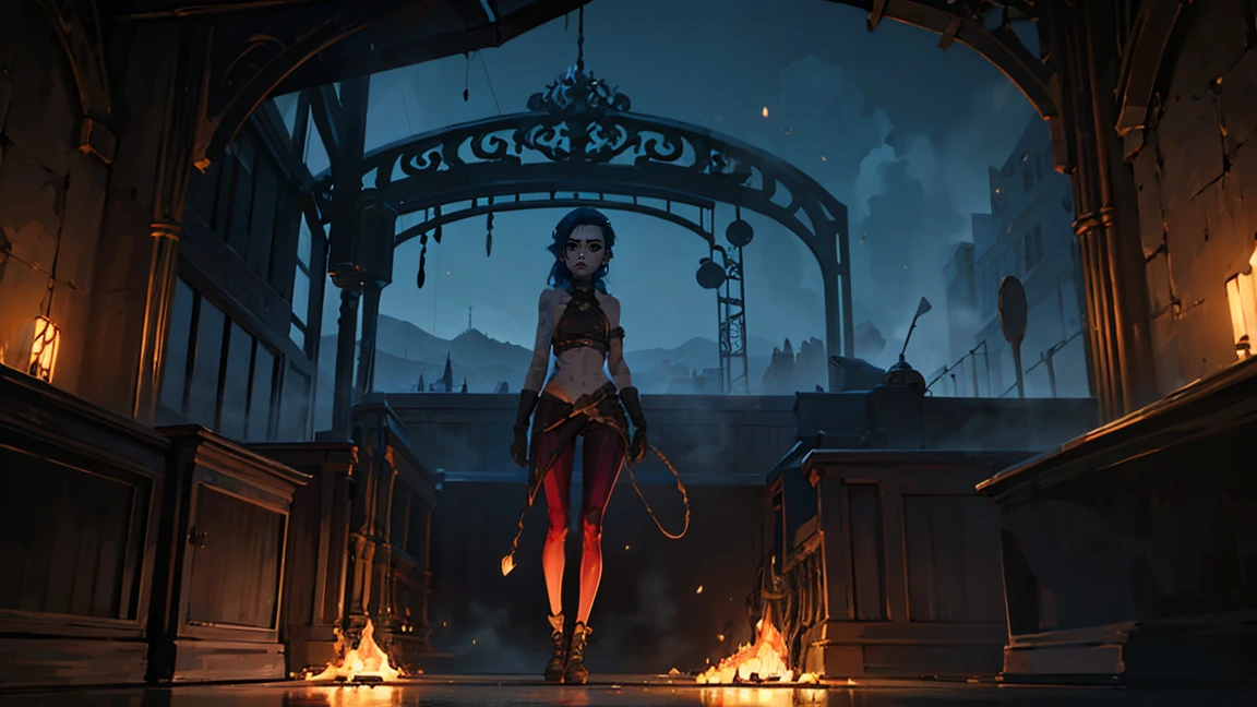 (masterpiece, Best quality), 1 Girl, portrait, very sexy, crazy look, smile, crying, pink tears, tears on the cheeks, tears from eyes, full length (full body 1.1.), очень feminine, fighting stance, battle, fire, explosions, burning city, beautiful waist, gloomy composition, flame, fire, Flash, very beautiful, feminine, long hair, hair braided in long braids, very sexy, tight leather pants, emphasis on the eyes, face accent, Beautiful face, Hands, Hair, Haired ponytail, red purple eyes, Джинкс crying, Blue cloud tattoo, (masterpiece, Best quality), Side lighting, beautiful detailed eyes, crazy face), (Best quality), (masterpiece), magic photography, Spectacular lighting, Photorealism, ultra detailed, интимная portraitная композиция, 1. 4,8K UHD, aesthetic, Cd., a high resolution, 8K, better lighting, Best shade, Ultra-HD, a high resolution, sharp focus, complex background, cinematic lighting, ((Landscape view)), 4K block, (better lighting), ((cinematic lighting)),