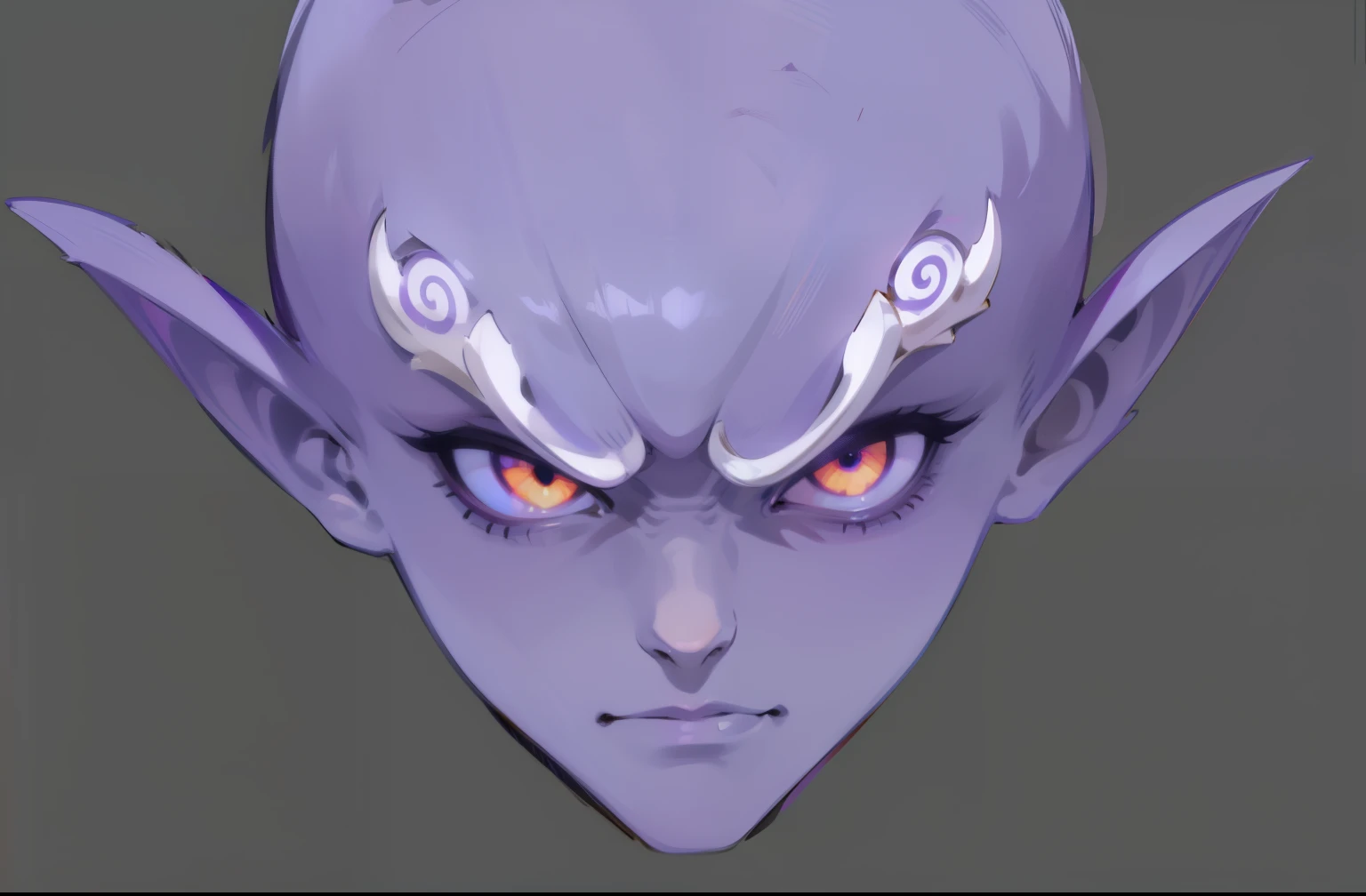 Monster male head with fierce features and purple Chiyou HD details 