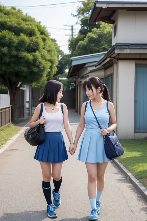 Asian cute girl, 8 years old, a little ???, with T-shirt and short skirt, big breasts, baby face, tiny ???, tiny body, short arms, short legs, bending forward, exposing her cleavage, solo, smile