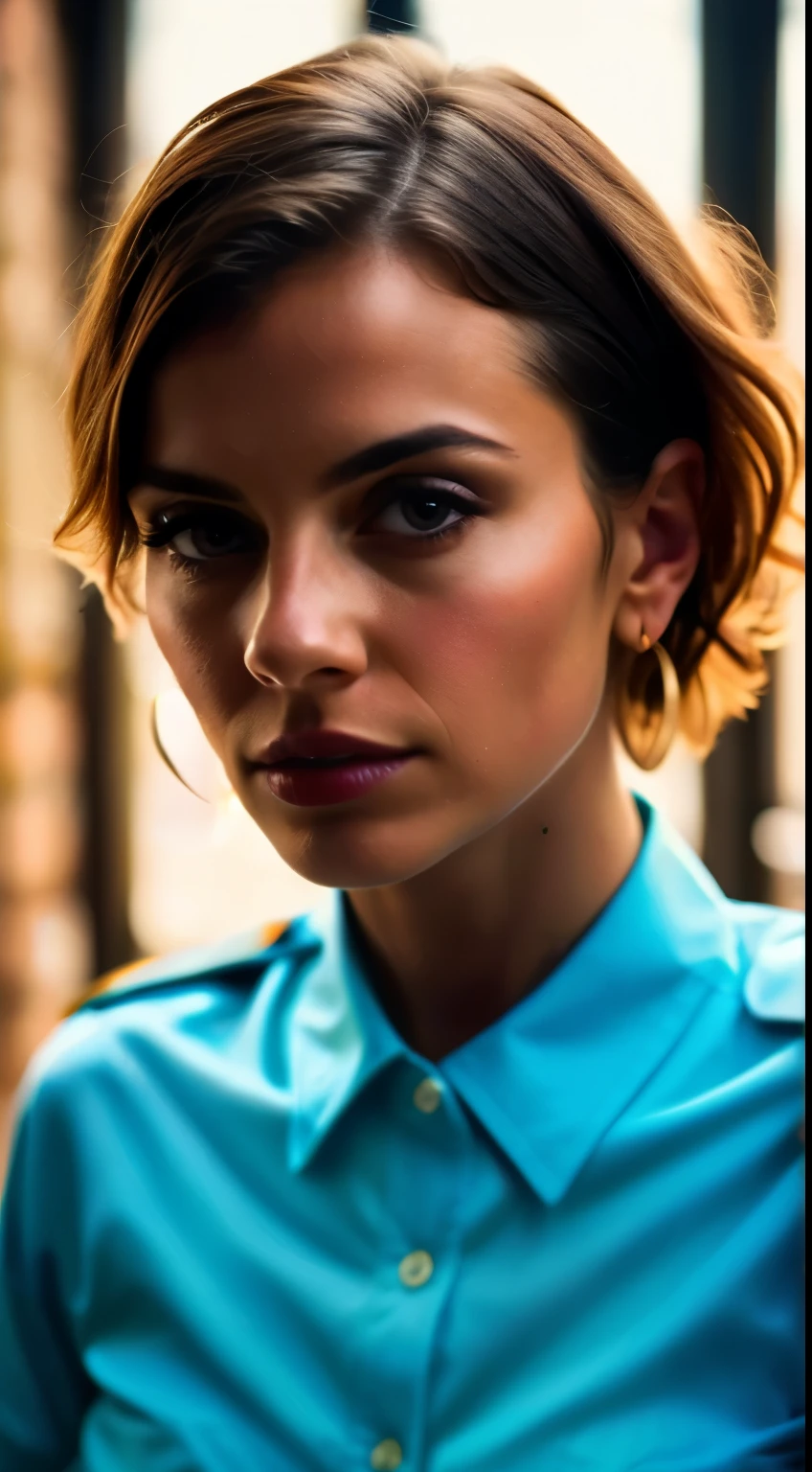 Masterpiece, full body photography, beautiful German girl, brunette, (super short hair, military style),(detailed abdomen, provocative), uptown, neckline, (translucent shirt), perfect breasts, very detailed, dramatic lighting, digital art trends on Artstation 8k HD detailed realistic, detailed, (skin texture,) , dirty skin, wrinkles, super detailed, (realistic skin texture), tight clothing, best quality, super high resolution, ( Fidelity: 1.4), high resolution, detailed, neutral colors, dark atmosphere, low saturation, raw photo, sharp re, by Lee Jeffries Nikon D850 stock film photography 4 kodak portra 400 camera f1.6 colors rich in hyper realistic lenses realistic texture dramatic lighting unrealengine trending on artstation cinestill 800,