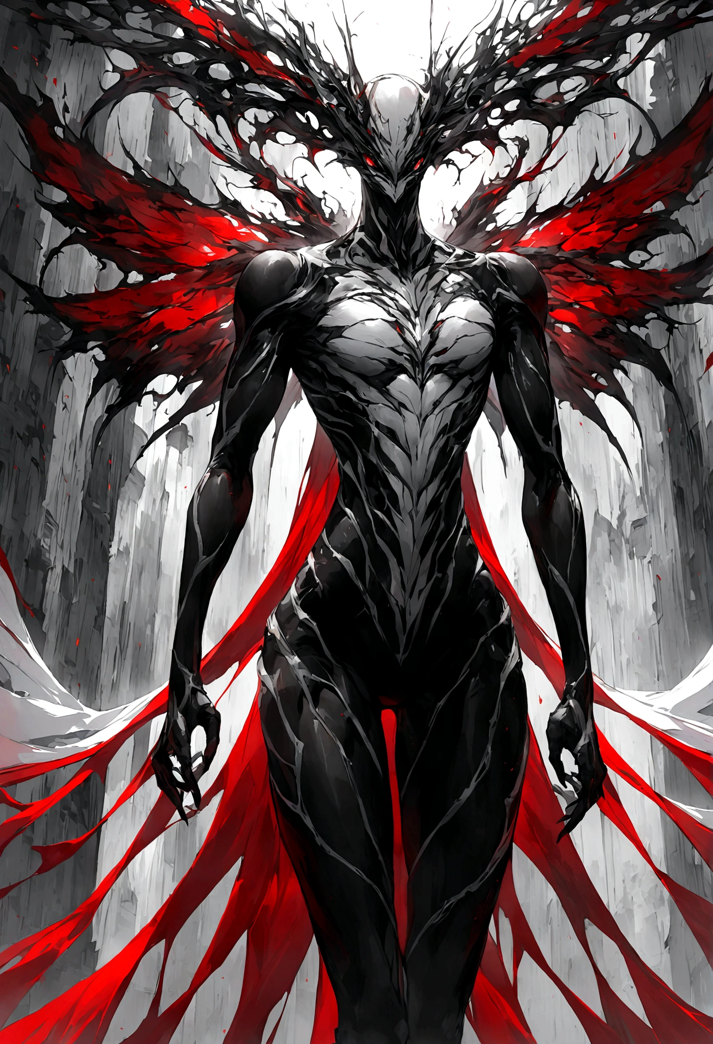 Black and white style,((Red blood)),despair, man,Slender figure,1boy