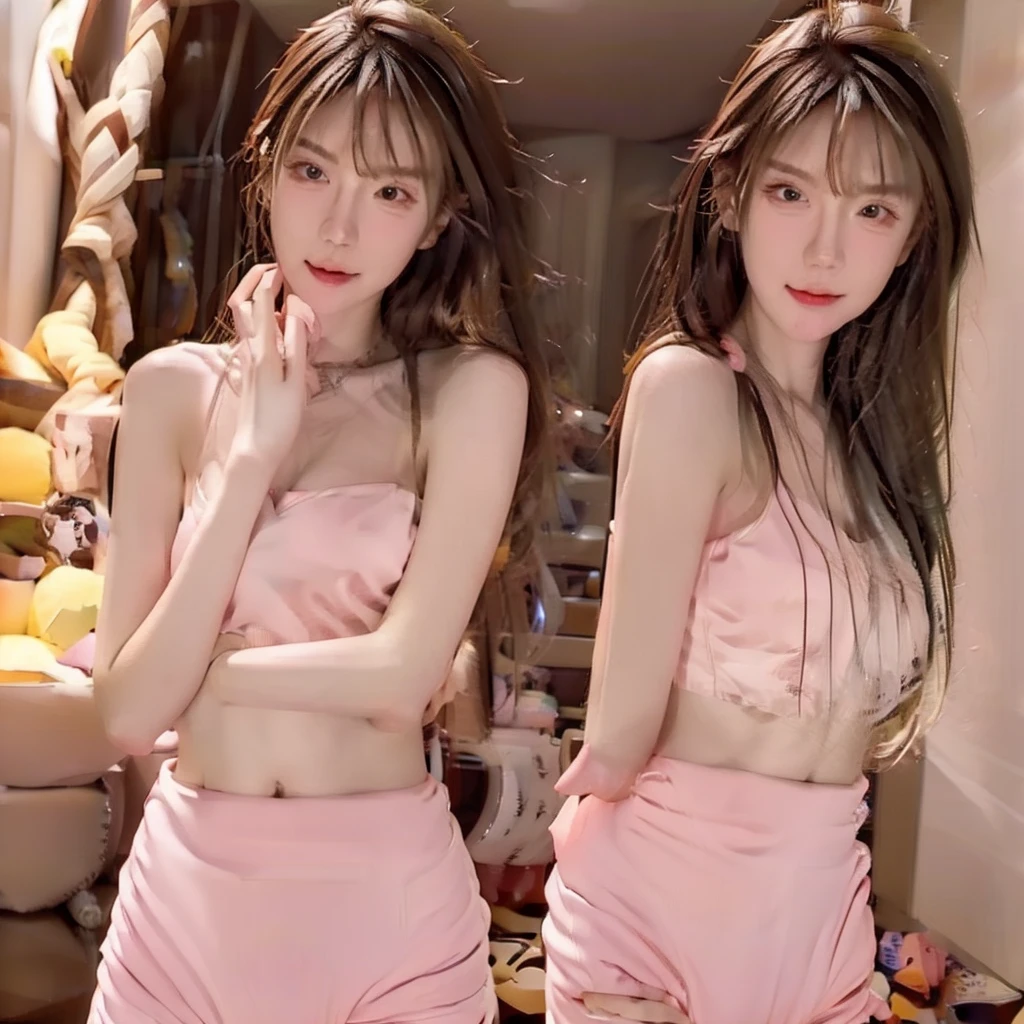 Cute girl with no clothes on her lower body，Stick out your butt，Break the two pieces apart with your fingers，Revealing the pink cervix，No amendments