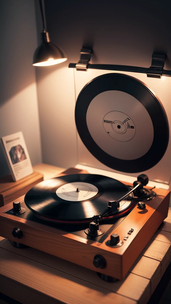 Music is playing, Vinyl record player, night, The feeling of atmosphere, Dim Lights