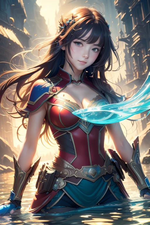 (masterpiece, best quality:1.3), (flat color:1.3),(colorful:1.3),looking at viewer,1girl,solo,floating colorful water,(2D:1.3), (extremely detailed CG unity 8k wallpaper), high detail, made out of ral-dissolve