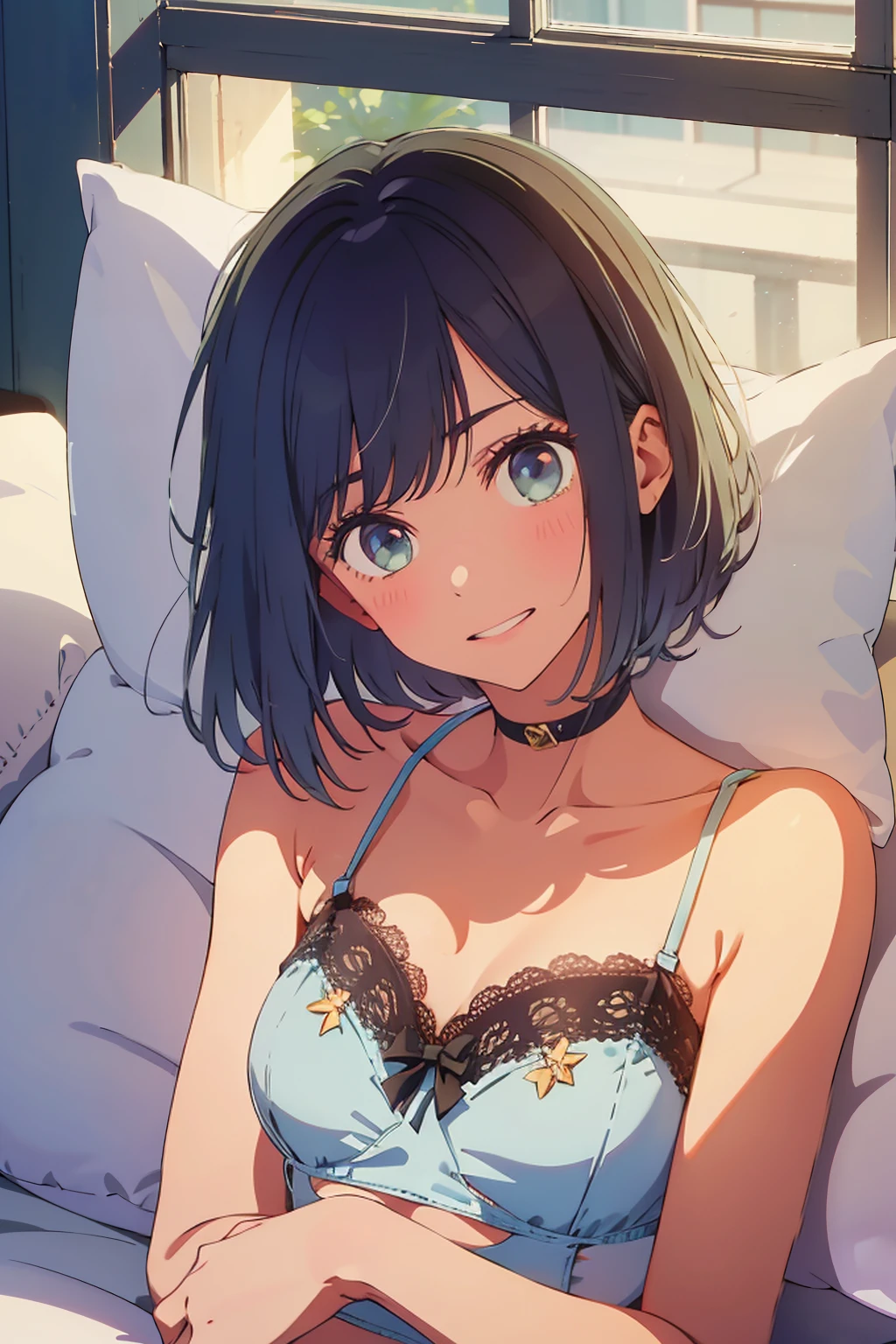 {{kofune mio}}, {summertime render}, (Top view:1.2),(A face waiting for a kiss:1.3), (blush:1.5), shining blue eyes, closed mouth, black short hair, Calm expression, medium breasts, dark skin, dark-skinned female,nsfw,lingerie,underwear ,1girl, solo,very aesthetic, best quality, amazing quality, ,curated, illustration, highly detailed, anime coloring,sitting on bed
BREAK
Super detailed, Official Art, unity 8k wallpaper , Tangled, Mandal