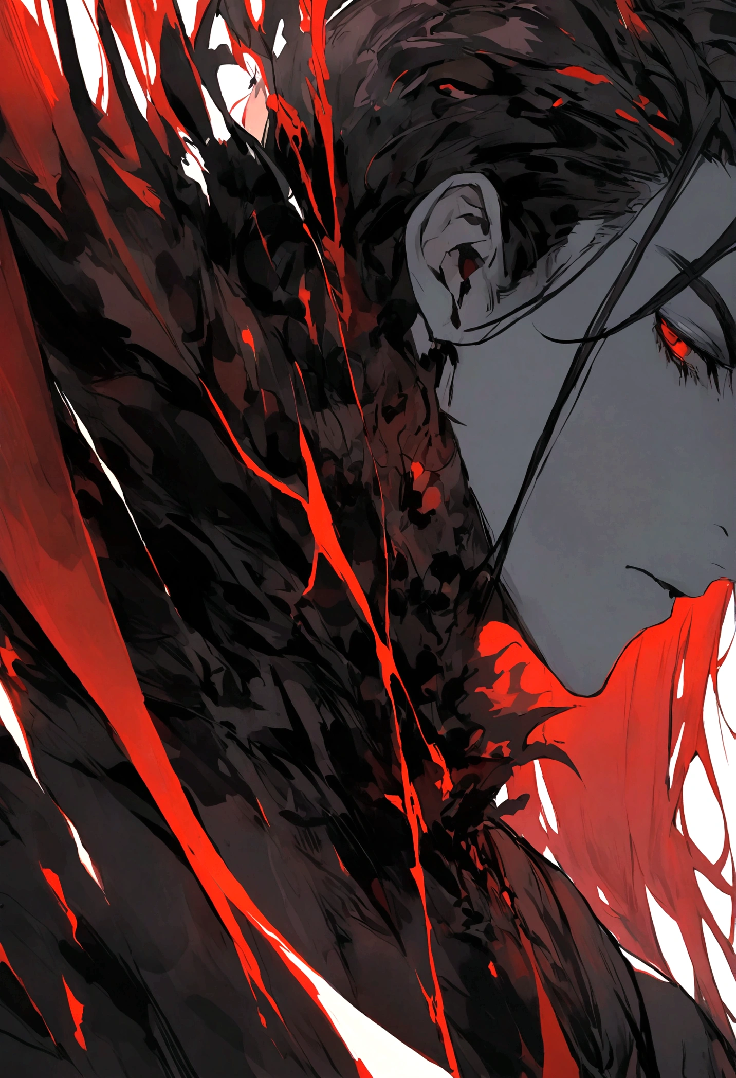 Dark Tones,((Red blood)),despair, man,1boy,Cool moonlight