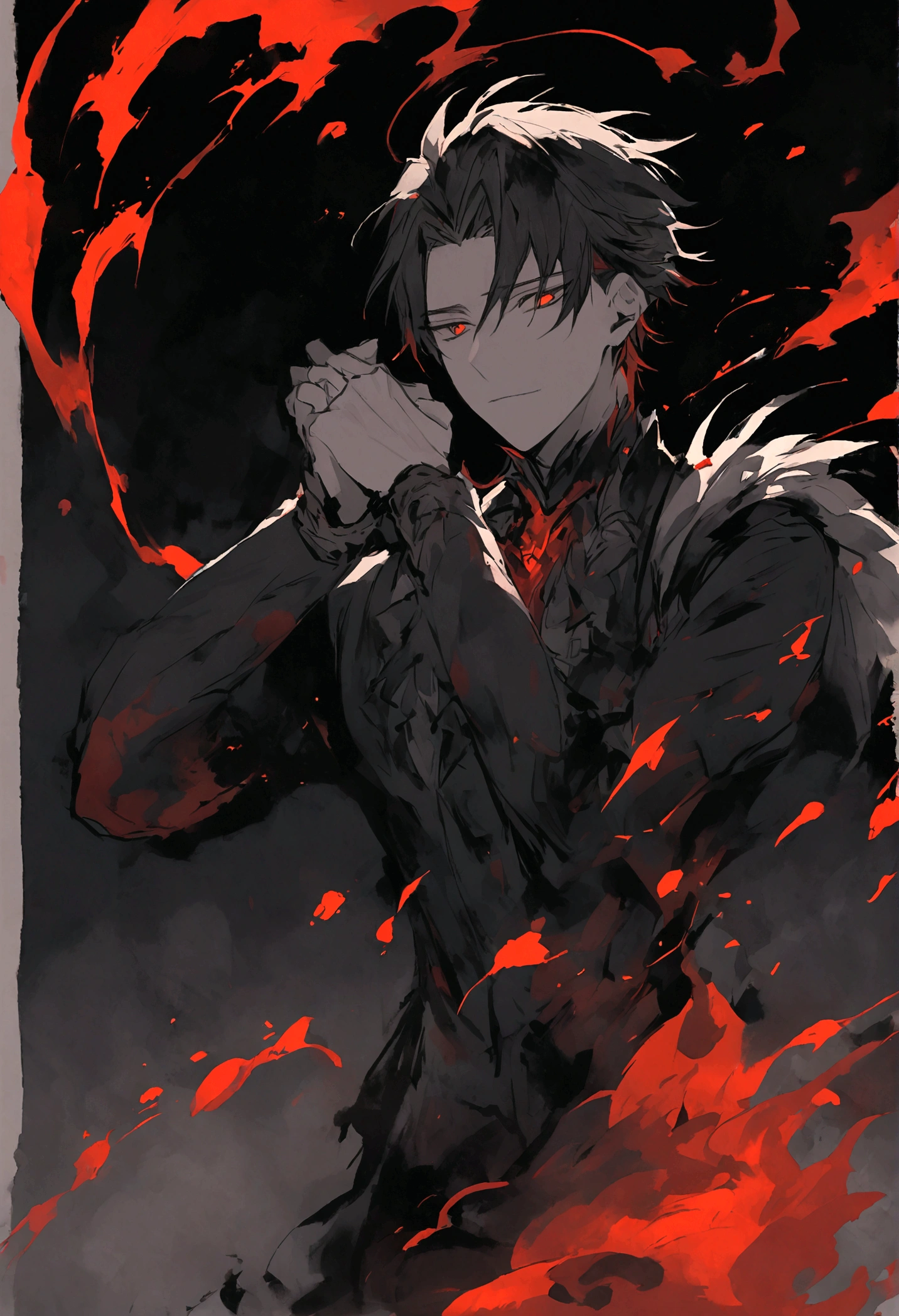 Dark Tones,((Red blood)),despair, man,1boy,Cool moonlight