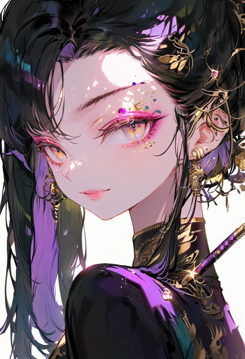 (highest quality,Super detailed,High resolution:1.2),beautiful woman with perfect face,very_Long eyelashes, Detailed lips, A radiant smile, Soft Skin, Shiny Hair,Exquisite makeup,Heavy bangs,He is looking at me with a cane on his cheek.