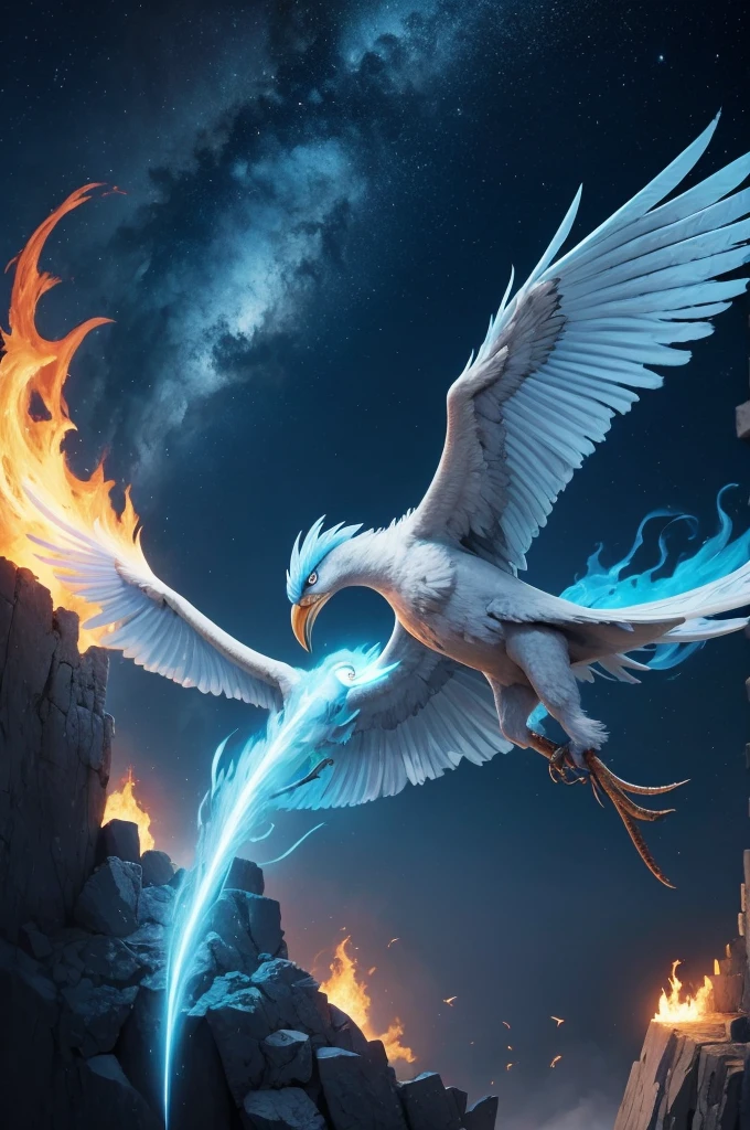 criar uma imagem de uma fenix pasaro de fogo e uma articuno padsaro neom no formato do simbolo da edge microsoft