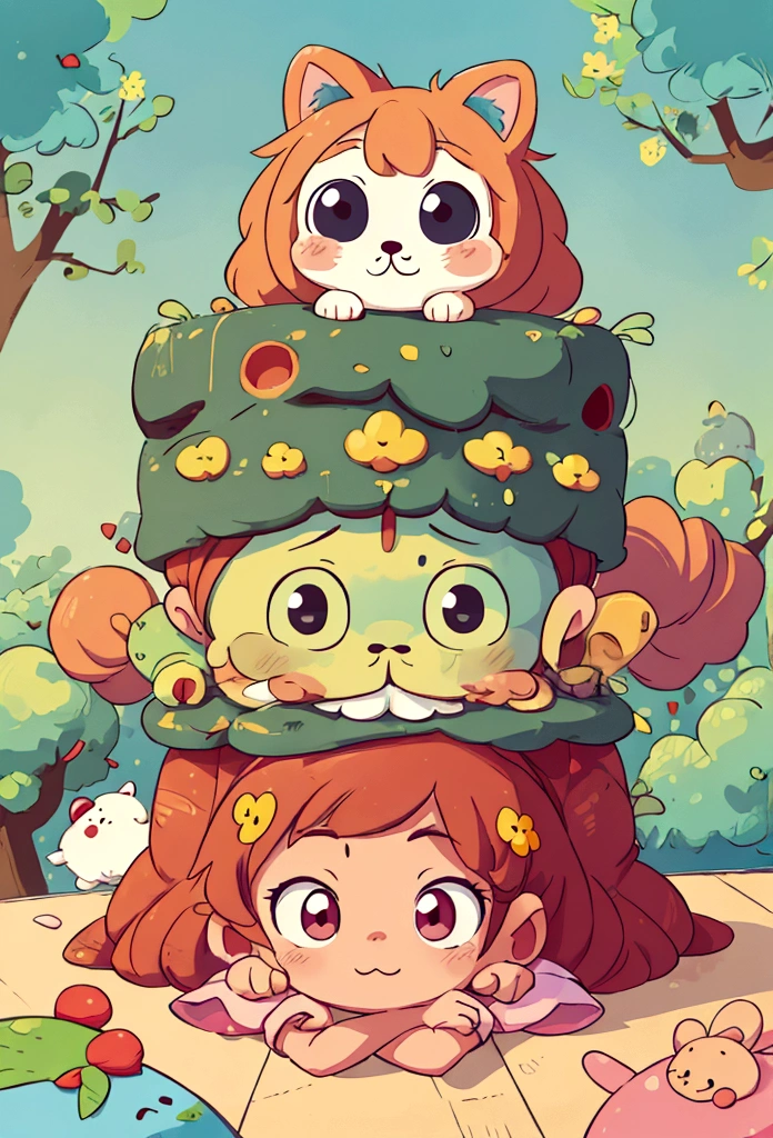 there is a that is sitting at a table with a bunch of stuff, cute cartoon character, cute digital art, realistic cute girl painting, cartoonish cute, cute detailed digital art, cute art style, adorable digital painting, cute cartoon, cute kawaii girl, cute cartoon style, small loli girl, cute character, cute artwork