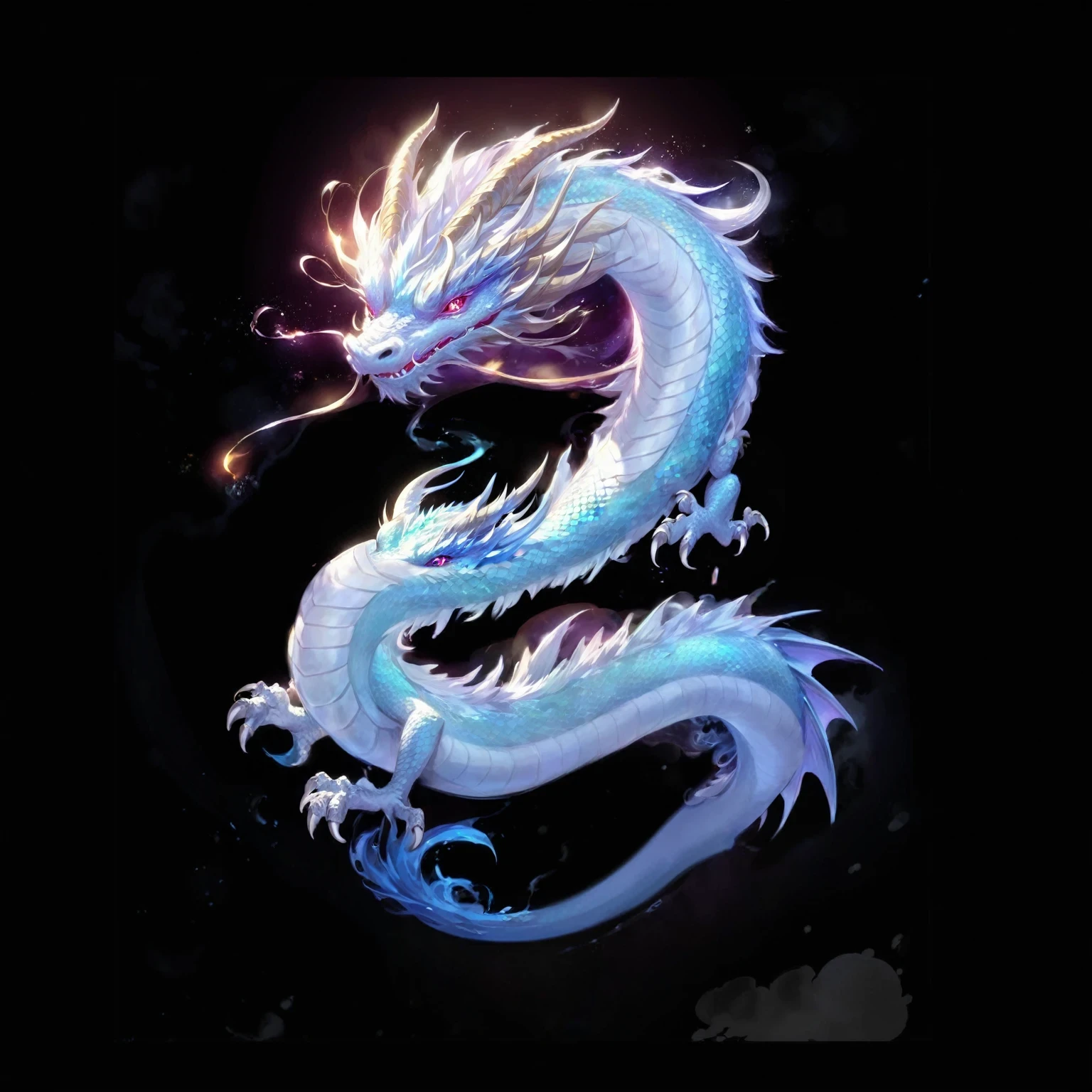 黑色背景中一条发光尾巴的dragon的特写, cyan 中国dragon fantasy, 中国dragon concept art, 水晶dragon, smooth 中国dragon, 传奇dragon, dragon, 蓝色的dragon, 水dragon, 中国dragon, 雄偉的日本dragon, 藍鱗dragon, dragon艺术, 史诗巨dragon, 以dragon为中心, dragon, 水母 凤凰 dragon