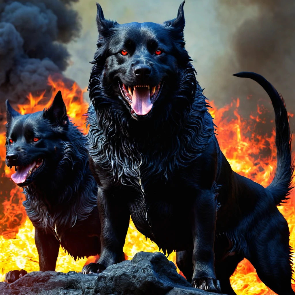 cerberus, hell, fire