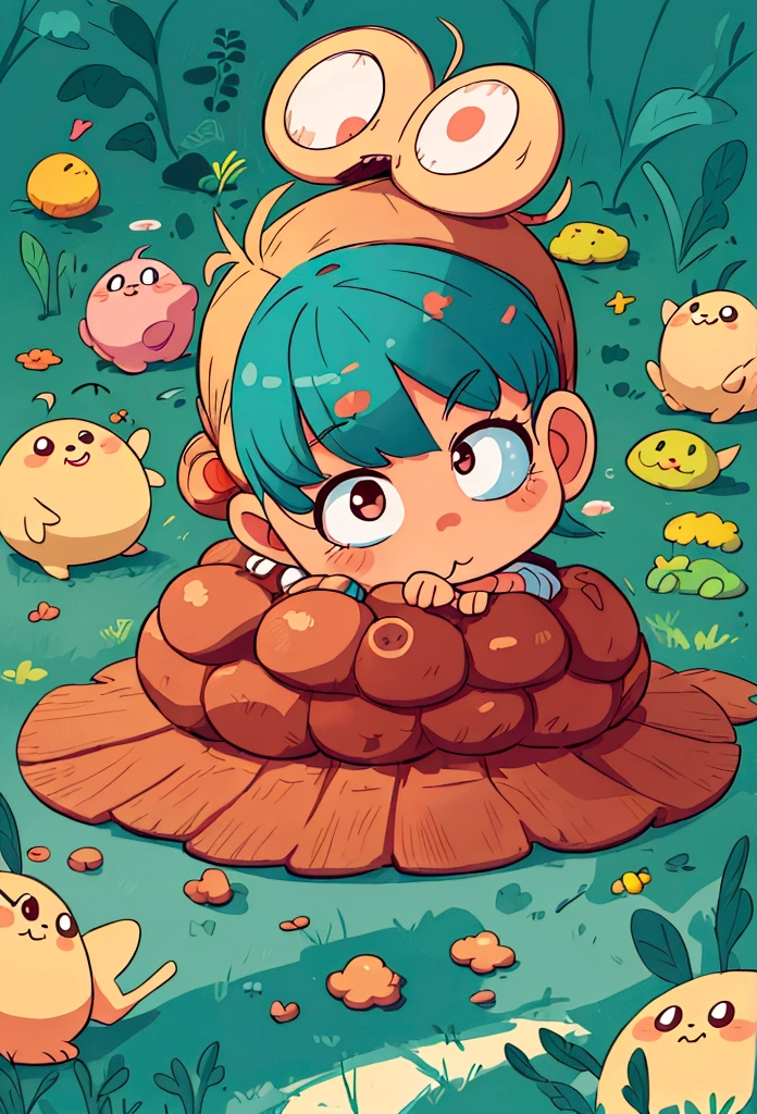 there is a  that is sitting at a table with a bunch of stuff, cute cartoon character, cute digital art, realistic cute girl painting, cartoonish cute, cute detailed digital art, cute art style, adorable digital painting, cute cartoon, cute kawaii girl, cute cartoon style, small loli girl, cute character, cute artwork