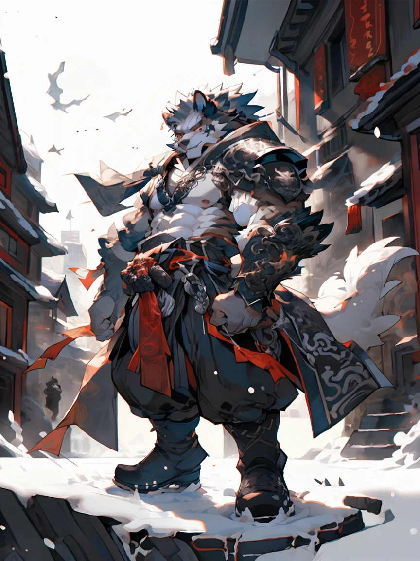 Upload to e621, Ultra high definition, Absurd resolution, RAW Photos, (by takemoto arashi, By Jinu, From null-ghost:1.2), From oreocakes, Teaselborn, (Sharp focus:1), (Dynamic Lighting, Bright colors), masterpiece, highest quality, Very detailed, High resolution, [From null-ghost], Chinese_armor, a 35 year old Chinese man, (Dynamic Lighting, Bright colors), masterpiece, highest quality, Very detailed, High resolution, [From null-ghost], One boy, [huge white Tiger],[Tiger], (yin-yang black and white armor), (yin-yang black and white boots), (yin-yang black and white ancient armor),  (Black and white pattern),  (Black and white belly),  (background: Snow covered city:1.2), (16k), High resolution, CG, (Golden Eyes), (Face Focus),  (black beard:1.3),  (White Cheeks:1.5), (Very white facial skin:1.3), Very detailedな, Ultra-realistic, 8k, Very detailed, Intricate details, Vibrant colors, colorful, Vivid, Rich colors,  力strong姿勢, Standing quietly, (Abdominal muscles), heroic, masterpiece, Detailed faceの特徴, Far-field perspective, standing in front of Snow covered city, close, (Detailed face:1.5), Perfect detail, (Detailed faceの描写:1.5), (face close:1.5), White body, (strong:1.2), (Muscular:1.3), (High resolution:1.3),

armor, beard, Black Hair, boots, Chinese armor, Chinese clothes, Facial hair, whole body, View Viewer, Men&#39;s Center, moustache, Extremely skilled, shoulder armor, alone, arms, (masterpiece), (Very detailed), (highest quality), (From fffffolder), ((by Lyndon:1.2), (From null-ghost:0.7), (by Hiroshi Taka:0.7)), Anime Style, Very detailedな, Ultra-realistic, 8k, Very detailed, Intricate details
