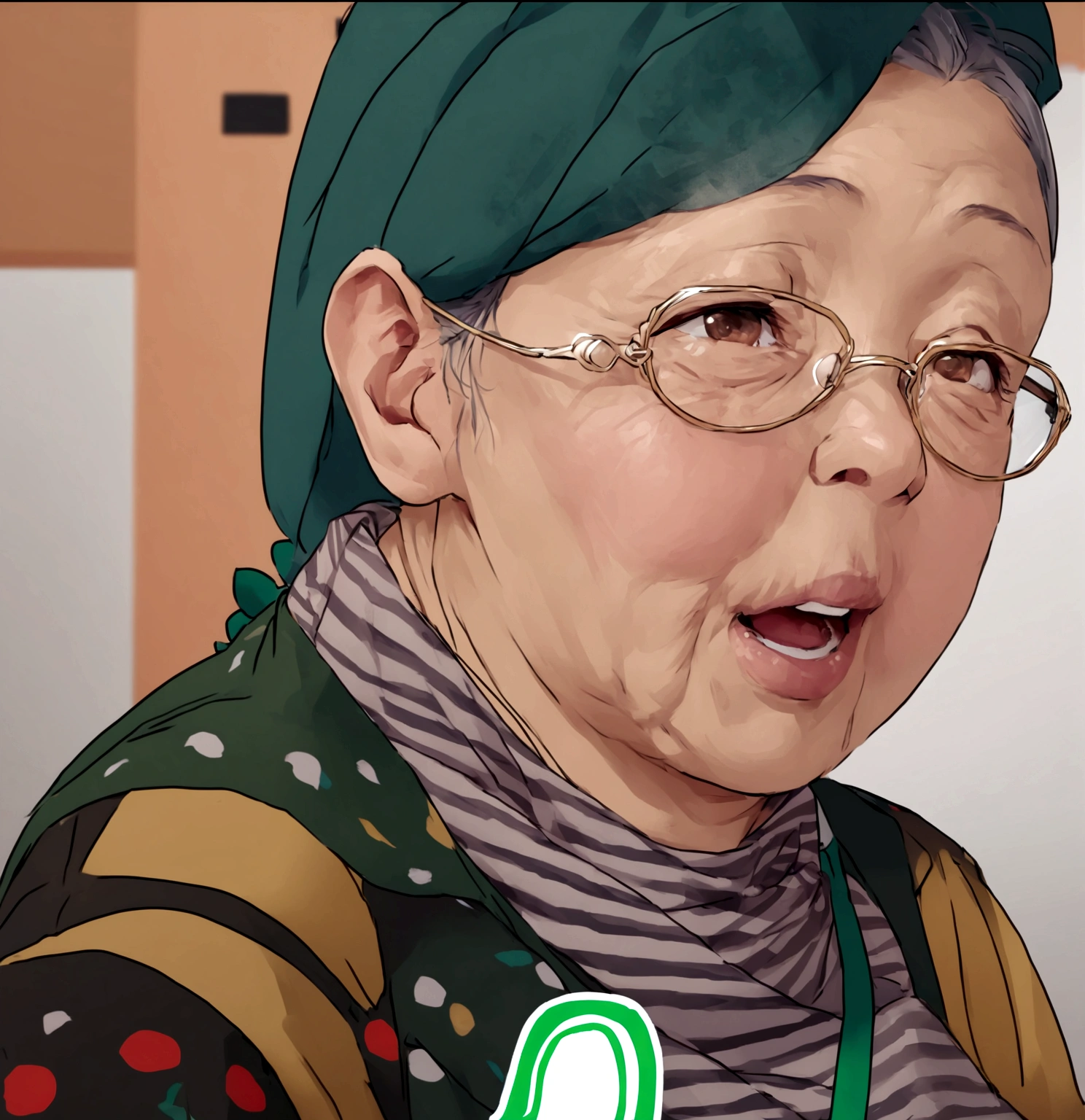 Change the photo in the image prompt to an illustration of a 50-year-old woman