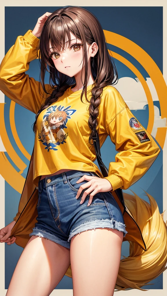 20 year old woman, entrenadora pokemon tipo hada, two ponytails,long hair, hair black and orange color,tsundere expretion