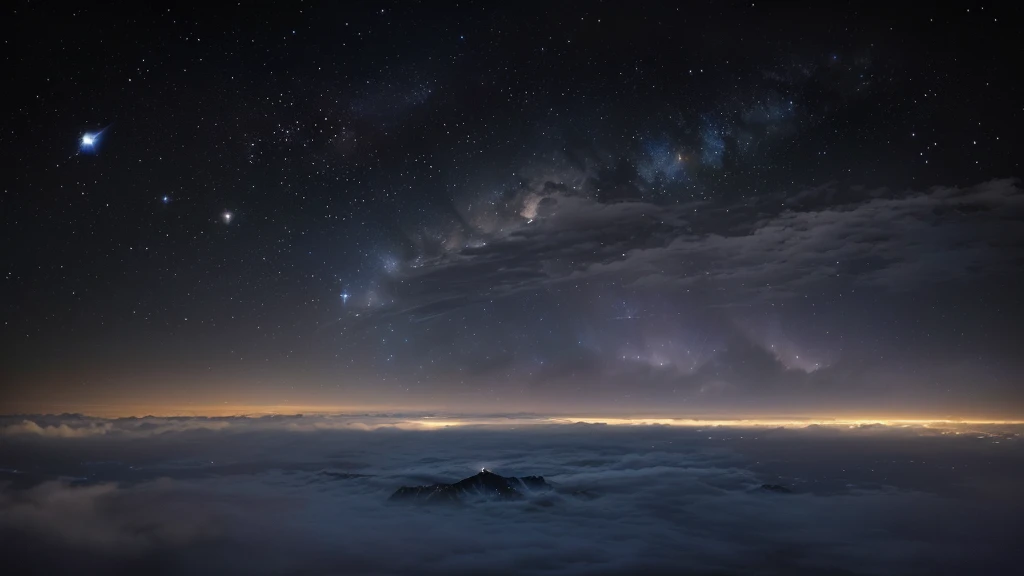 Starry sky with some clouds and some stars, Fog and starry sky, Sitting on a cloud in space, Etienne Delesser, Mikko Lagerstedt, Starry Sky 8K, きらめくDistant Star, Stars shining in the distance, Distant Star, Night Sky with clouds and stars, Night Sky; 8k, Stars in the sky
