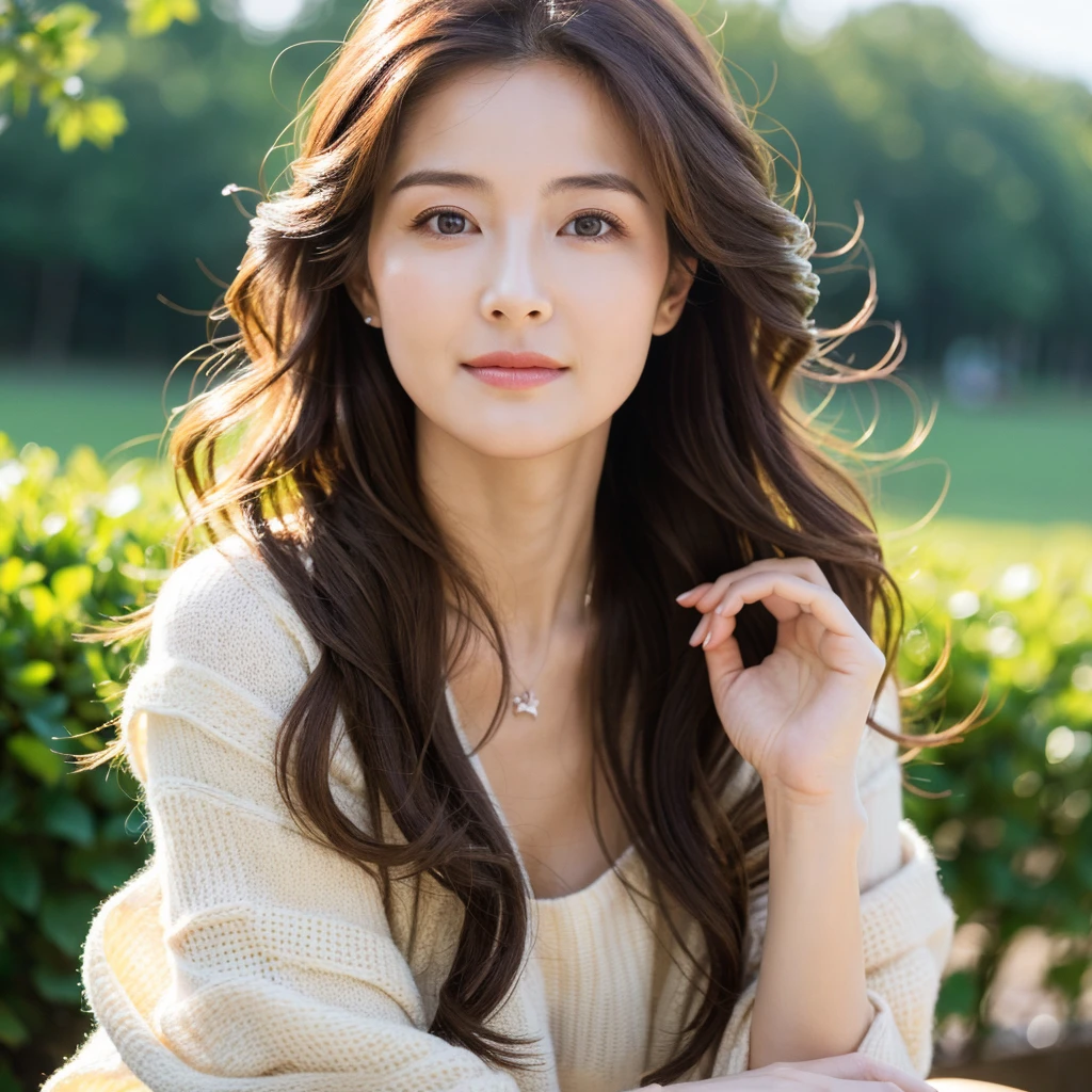Beautiful mature woman with wavy long hair, Ultra-high resolution,(Realistic:1.4), ((highest quality)), ((masterpiece)), (be familiar with),