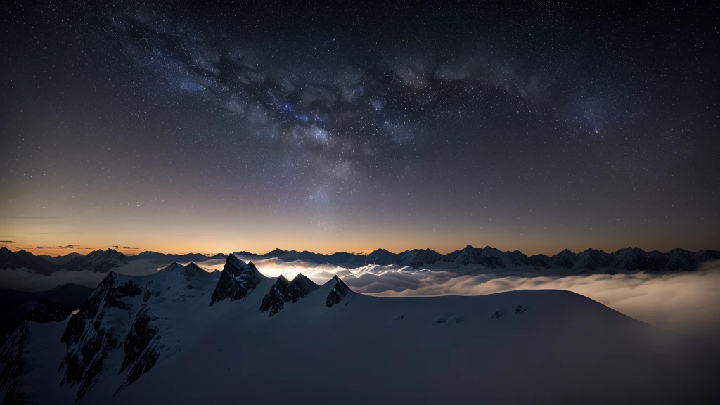 Starry sky above the mountains and clouds, Fog and starry sky, foggy Night Sky, Karl Stauffer Bern, Night Sky; 8k, by Sebastian Spreng, Etienne Delesser, Night Sky with clouds and stars, Starry Sky 8K, By Matthias Weischer, Mountains with fog in the background々, Mikko Lagerstedt
