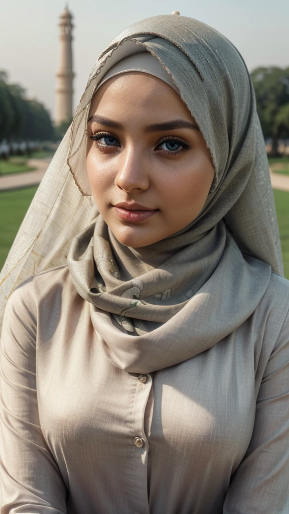 1girl, solo, beautiful face, high detailed realistic eyes, double eyelids, high detailed realistic pupils, (upon body from head to waist:1.36), (wearing hijab:1.37), (moslem headscarf:1.37), reading glasses, sitting alone on a long chair, amazing mosque park background, taj mahal, best quality, masterpiece, highres, black and white moslem female dress, Beautiful face, (upon body from head to waist:1.35), tyndall effect, photorealistic, dark studio, two tone lighting, 8k uhd, dslr, soft lighting, high quality, volumetric lighting, candid, Photograph, high resolution, 4k, 8k, Bokeh, (hyperrealistic girl), (illustration), (high resolution), (extremely detailed), (best illustration), (beautiful detailed eyes), (best quality), (ultra-detailed), (masterpiece), (wallpaper), (photorealistic), (natural light), (rim lighting), (detailed face), (high detailed realistic skin face texture), (anatomically correct), (heterochromic eyes), (detailed eyes), (sparkling eyes), (dynamic pose), (hair completely covered by the hijab:1.35), looking to viewer