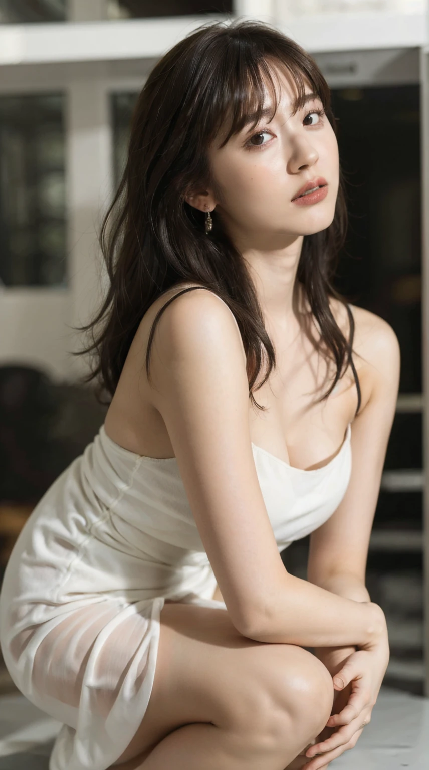 ((((((Thin white long camisole dress))))))、((((((((Nipples、pubic hair))))))))、1girl in,Very beautiful 16 year old Japan woman、Sit down and open your legs、Put your fingers between your legs and 激しくmasturbate、beautidful eyes、cleavage of the breast、the wind、cloudy ash sky、heavy rain falls、Body like a model、open one's legs、high-level image quality、Top image quality、Looking at the camera、Focus on the eyes、I took the subway、Norinobu Shinoyama