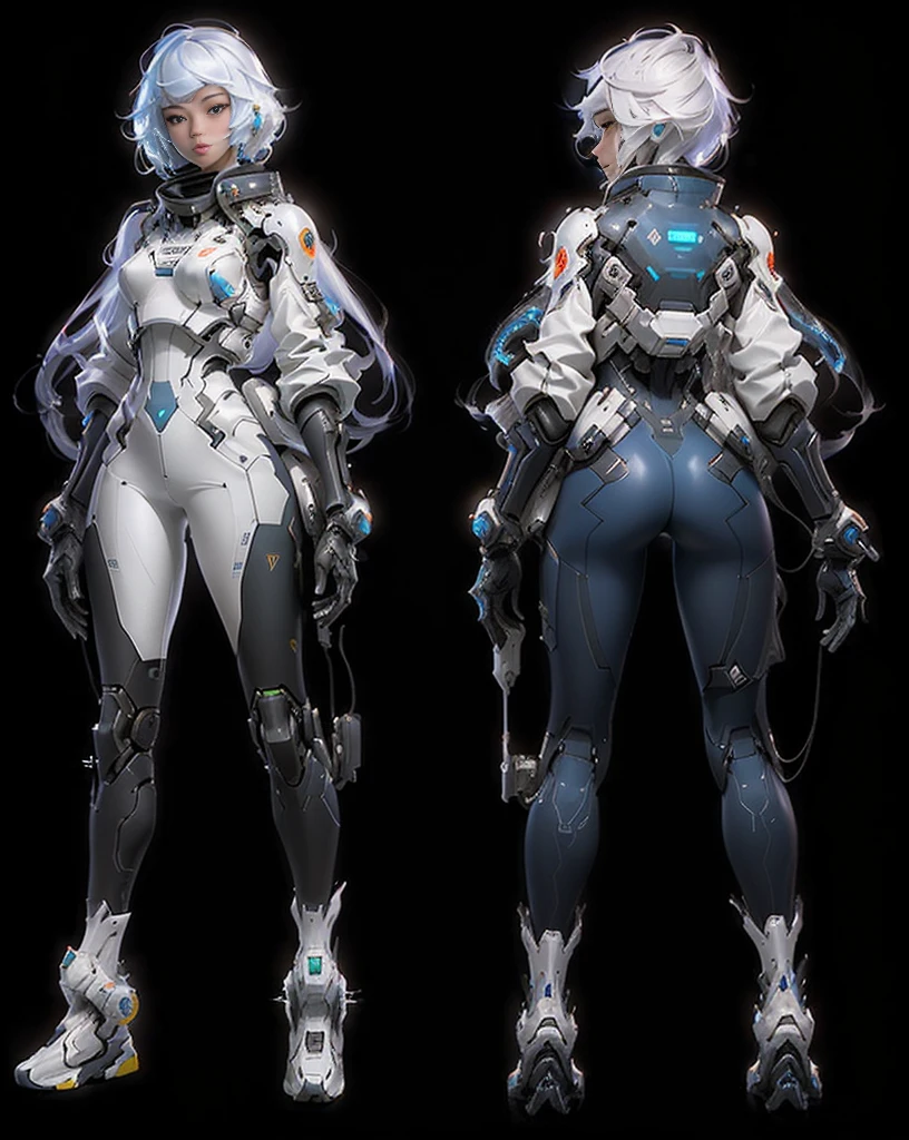 a close up of two women in futuristic clothing standing next to each other, feng zhu concept art, pristine concept art, sci fi female character, concept art | feng zhu, sci - fi character, amazing 8k character concept art, sci-fi female, beautiful full body concept art, girl in mecha cyber armor, cyberpunk anime girl mech