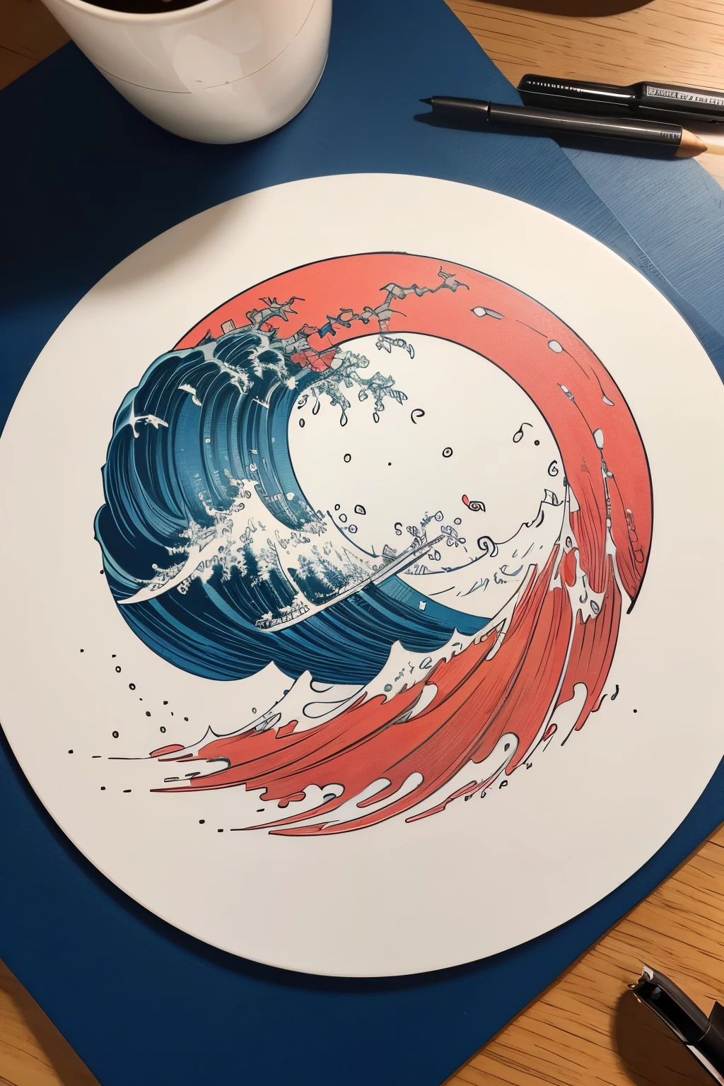 What would the Apple logo look like if it was drawn by Katsushika Hokusai?？