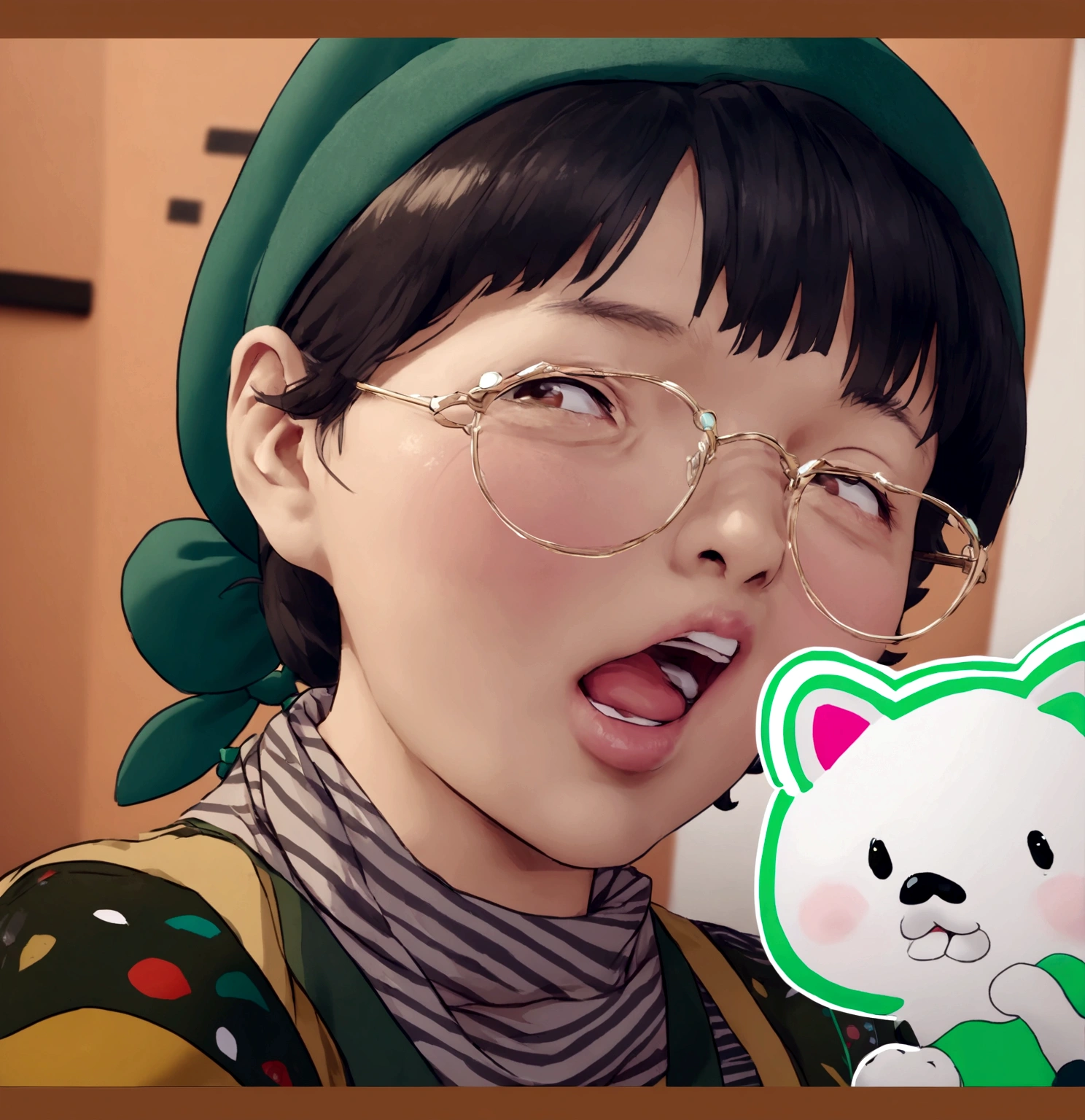 Change the photo in the image prompt to a mascot-style illustration
