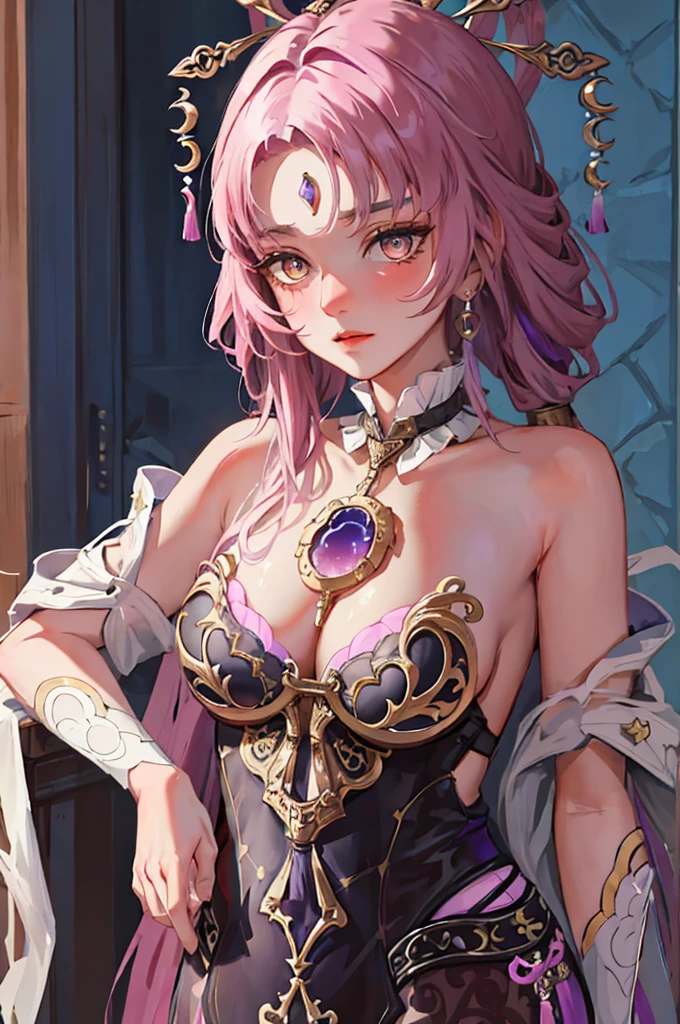 masterpiece, absurd, (Intricate details), (rich and colorful), cinematography lighting, Extremely detailed 8k CG Unity wallpaper, 1 girl, Very large breasts,short ,nipple, View, National Foundation, provocation, nervous, Awkward,ashamed, blush, Torn clothes, Partial Nudity,