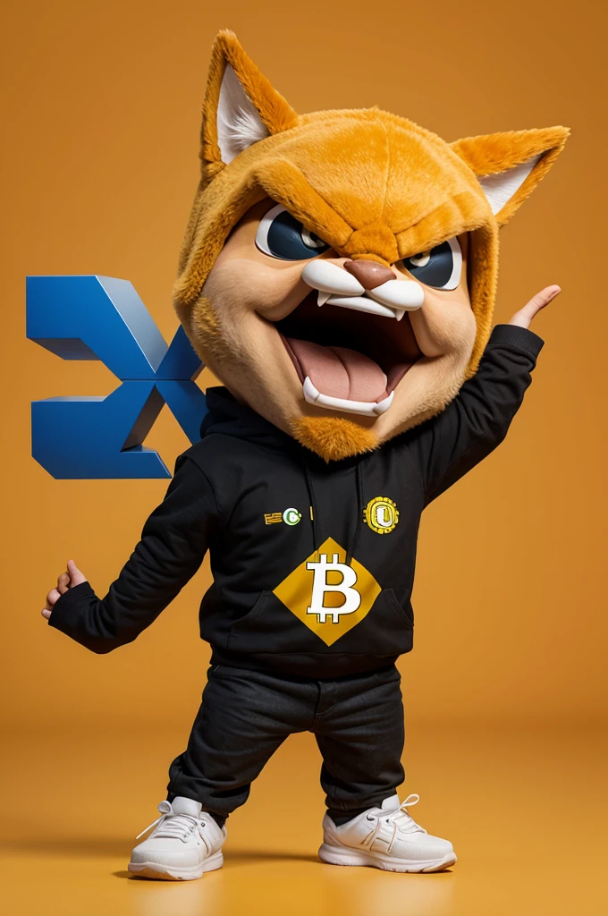 create a crypto logo mascot with the concept of someone who is annoyed or angry with the crypto market