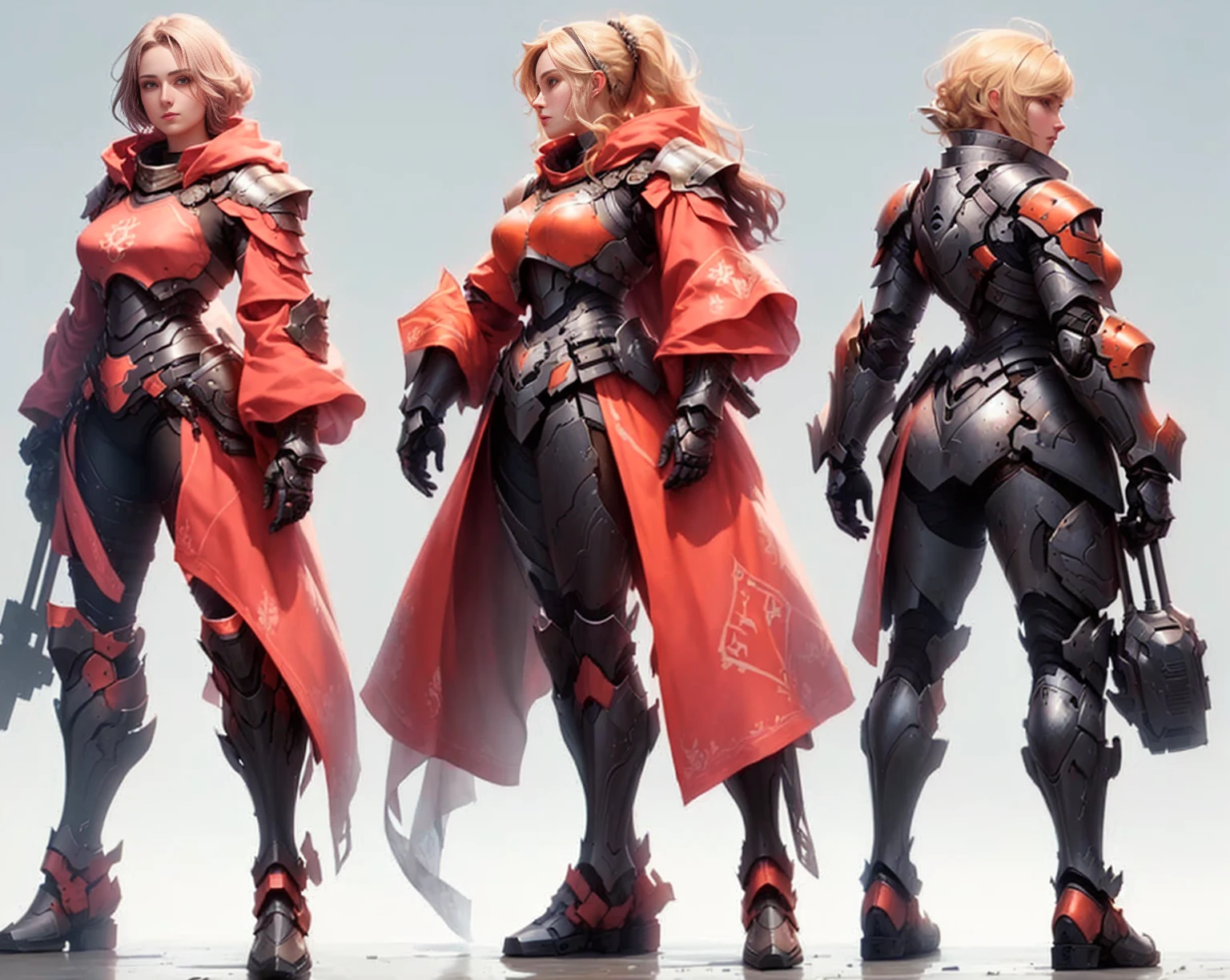 a group of three women in armor standing next to each other, cgsociety # conceptart cg, cgsociety concept art, girl in mecha cyber armor, hard surface character pinterest, [ trending on cgsociety ]!!, diverse cybersuits, amazing 8k character concept art, concept art | feng zhu, expert high detail concept art, highly detailed cgsociety