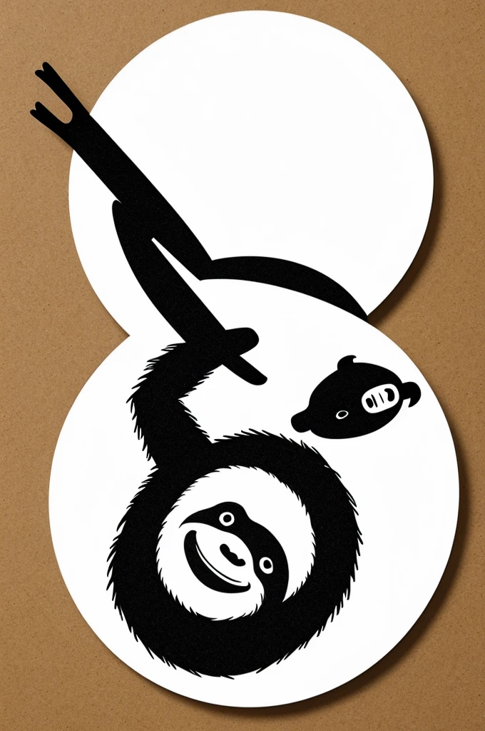 Make a black and white logo where there is a circle and inside it is a sloth in a minimalist style, the circle must be made of bamboo