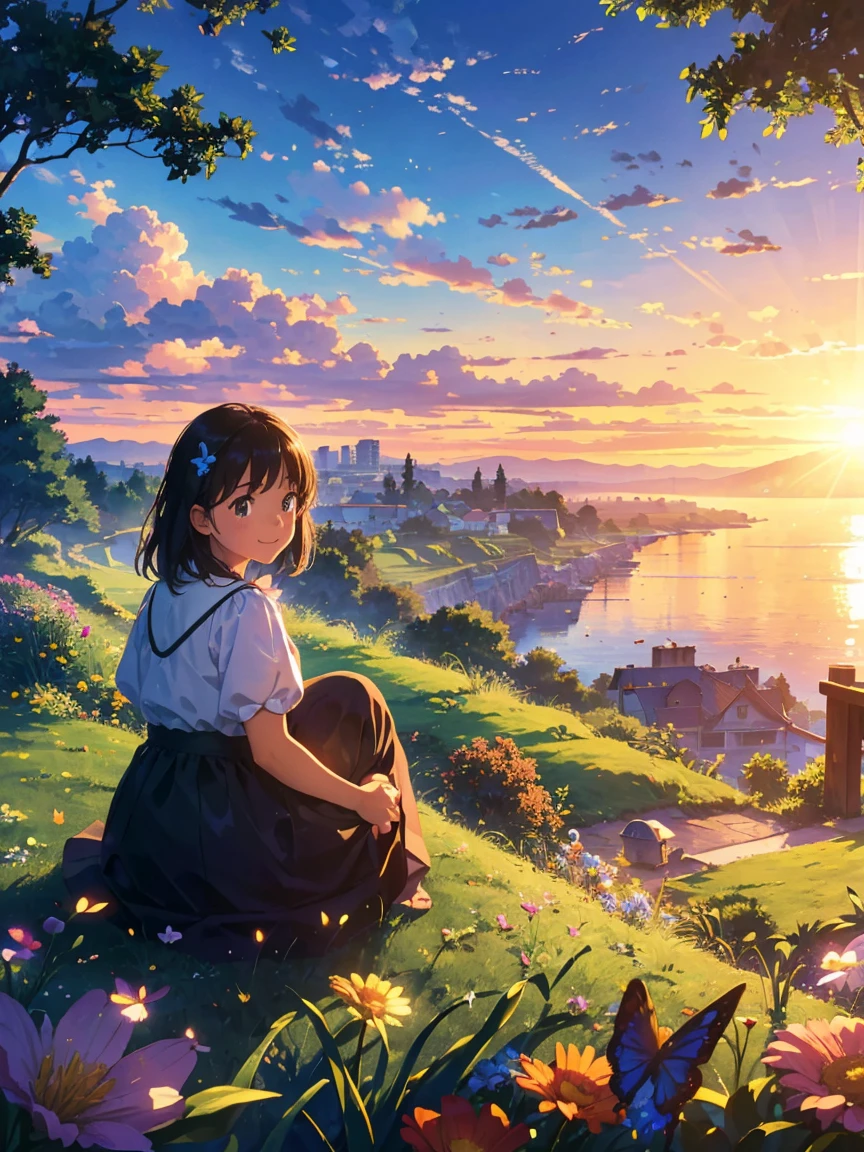 (highest quality,4K,8k,High resolution,masterpiece:1.2),Super detailed,(Realistic,photoRealistic,photo-Realistic:1.37),nostalgic,Mysterious,Vibrant colors,Soft lighting,Gentle Breeze,Shining Sun,Playful laughter,An innocent smile,Blissful Day々,Warm Summer,Green pastures,Shining Sea,Happy Home,Quiet neighborhood,Fun adventure,childhood friend,rolling hills,Bright sky,Flowing River,Long walks in nature,Fluttering butterflies,Distant Music,Picnic in the shade,A garden full of flowers,The smell of fresh air,corner々Explore up to,Building a sand castle on the beach,Endless Horizon,Magnificent View,Amazing sunset,infinite possibilities,Dreams expand,Whispering Wind,old photograph,Precious moments,Magical sunrise,A Loving Family,Purity sealed away,Heartwarming memories,Dreamy nostalgia,Fascinating landscape