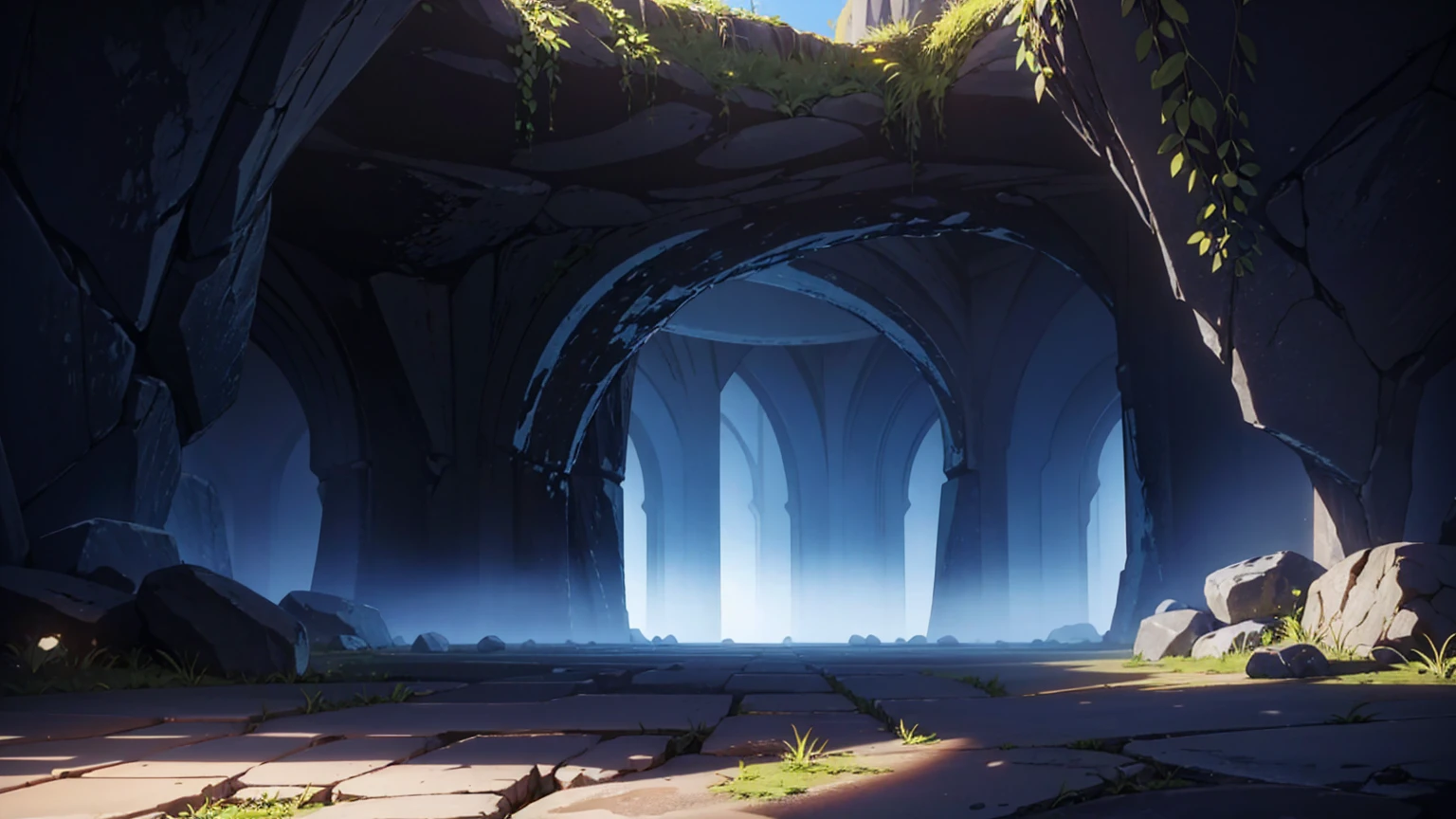 Dark cave interior background,masterpiece,game CG,anime,Unmanned, no human,background,,,Soil, rock surface, indoor