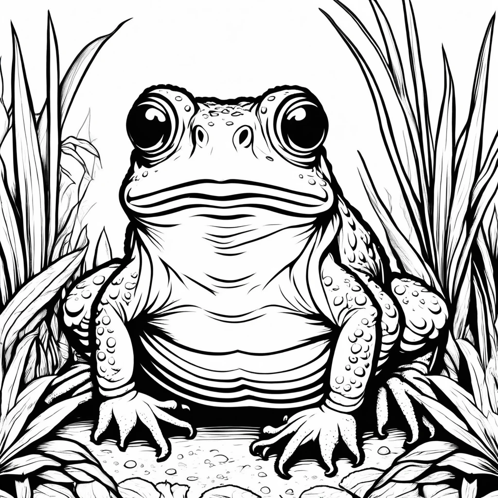 A cute Cane Toad, cartoon, ,Coloring Book, ColoringBookAF,