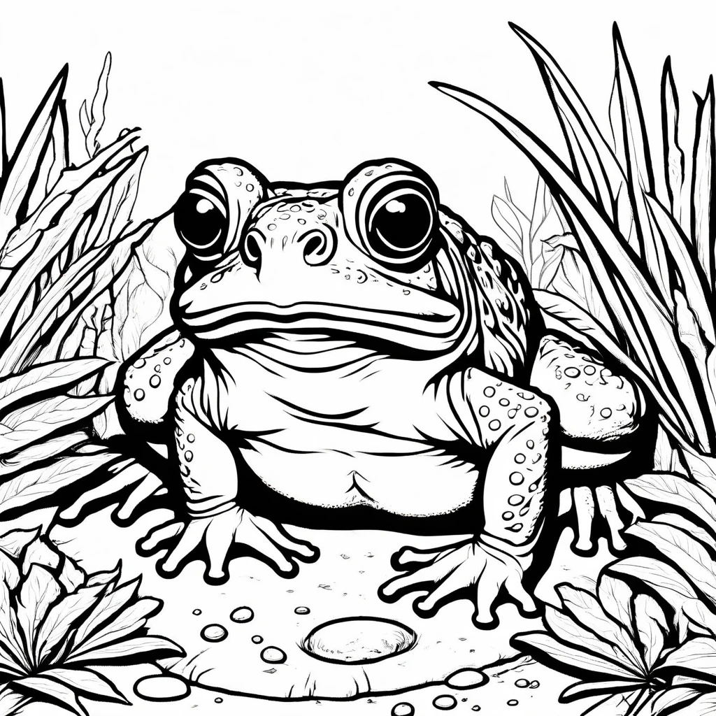 A cute Cane Toad, cartoon, ,Coloring Book, ColoringBookAF,